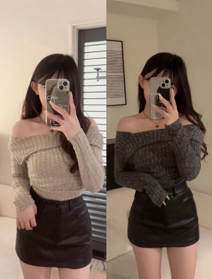 百搭平口不規則上衣（燕麥/高級灰）