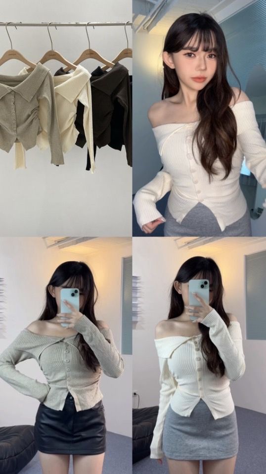 韓版氣質褶皺修身打底衫（杏/卡/黑）