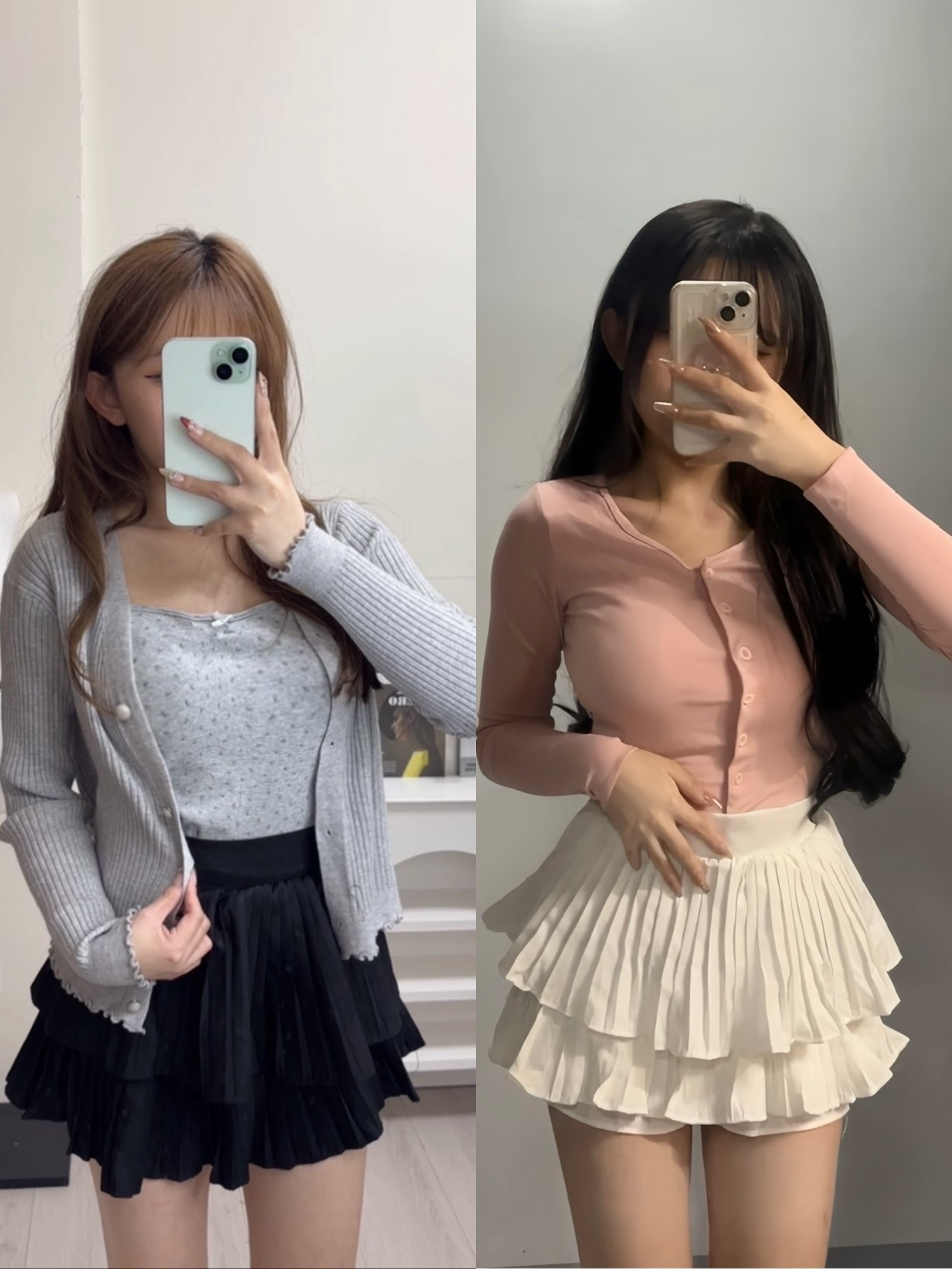 雙層蛋糕裙（白/黑）