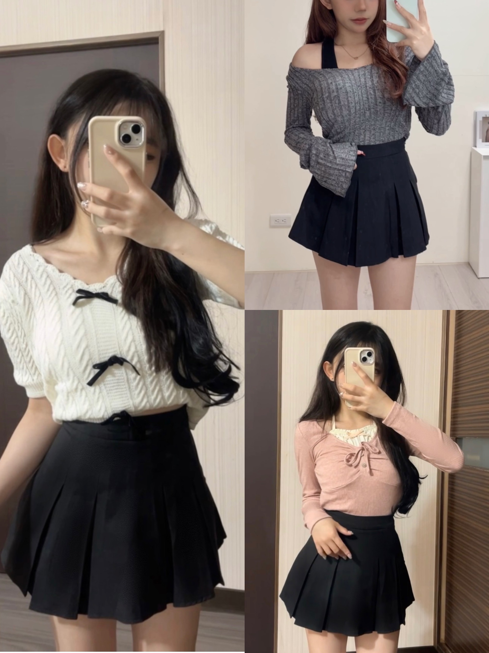 百搭高腰百褶裙（黑/灰/白/咖）