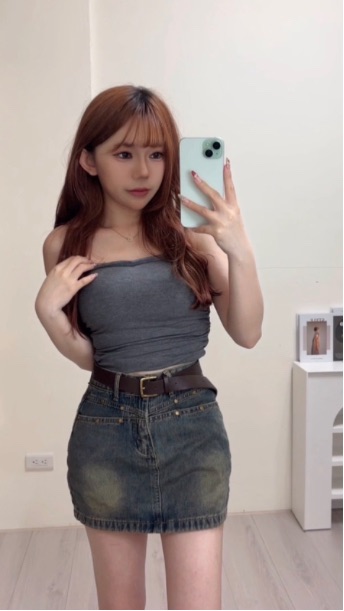 做舊牛仔高腰顯瘦百搭包臀短裙