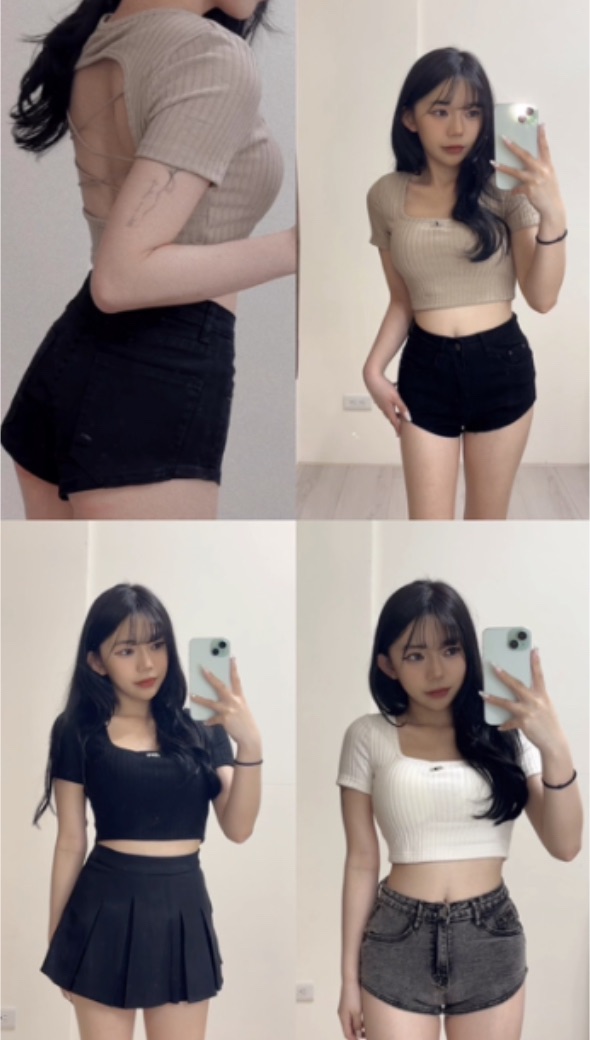 字母別針美背上衣 （有胸墊）（白/黑/杏）