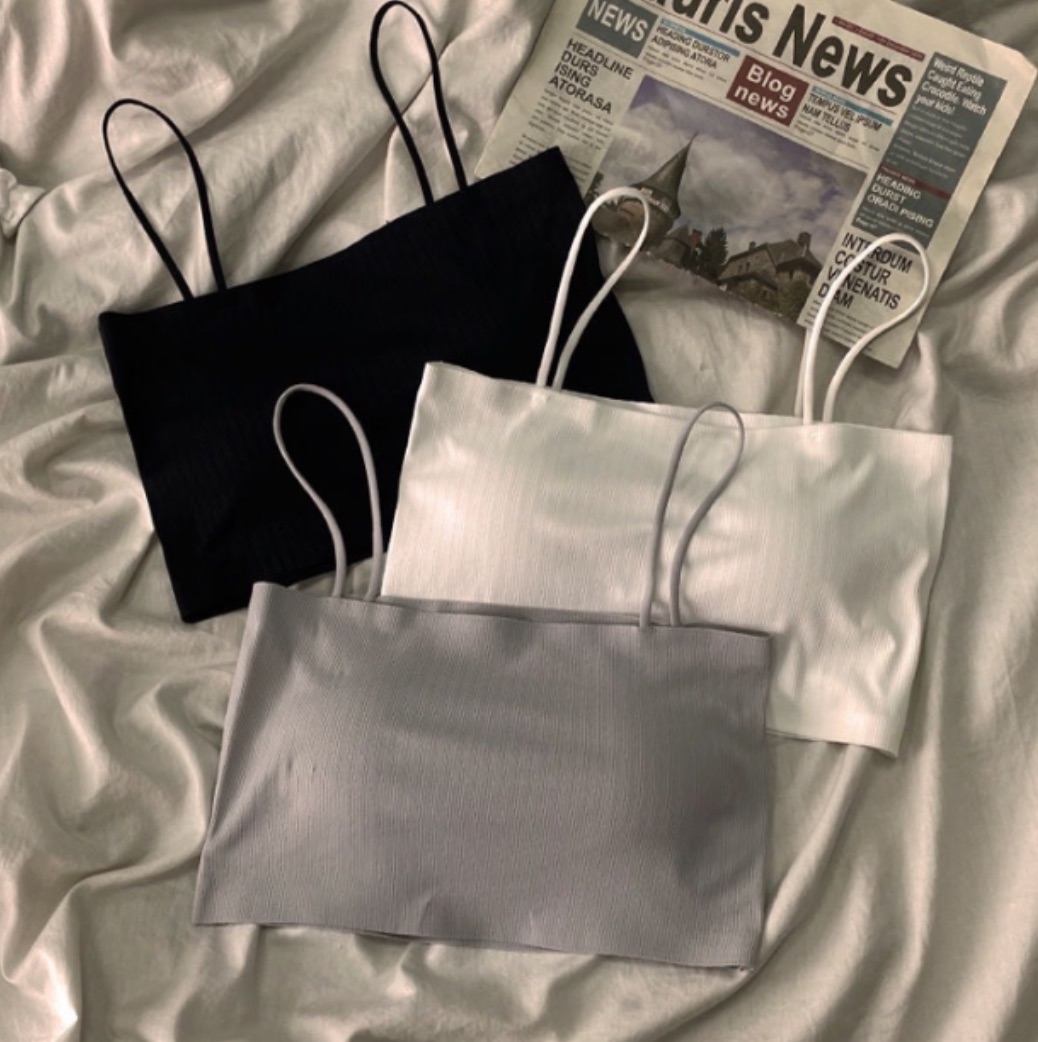 女生必備吊帶背心（有胸墊）（白/黑/灰）