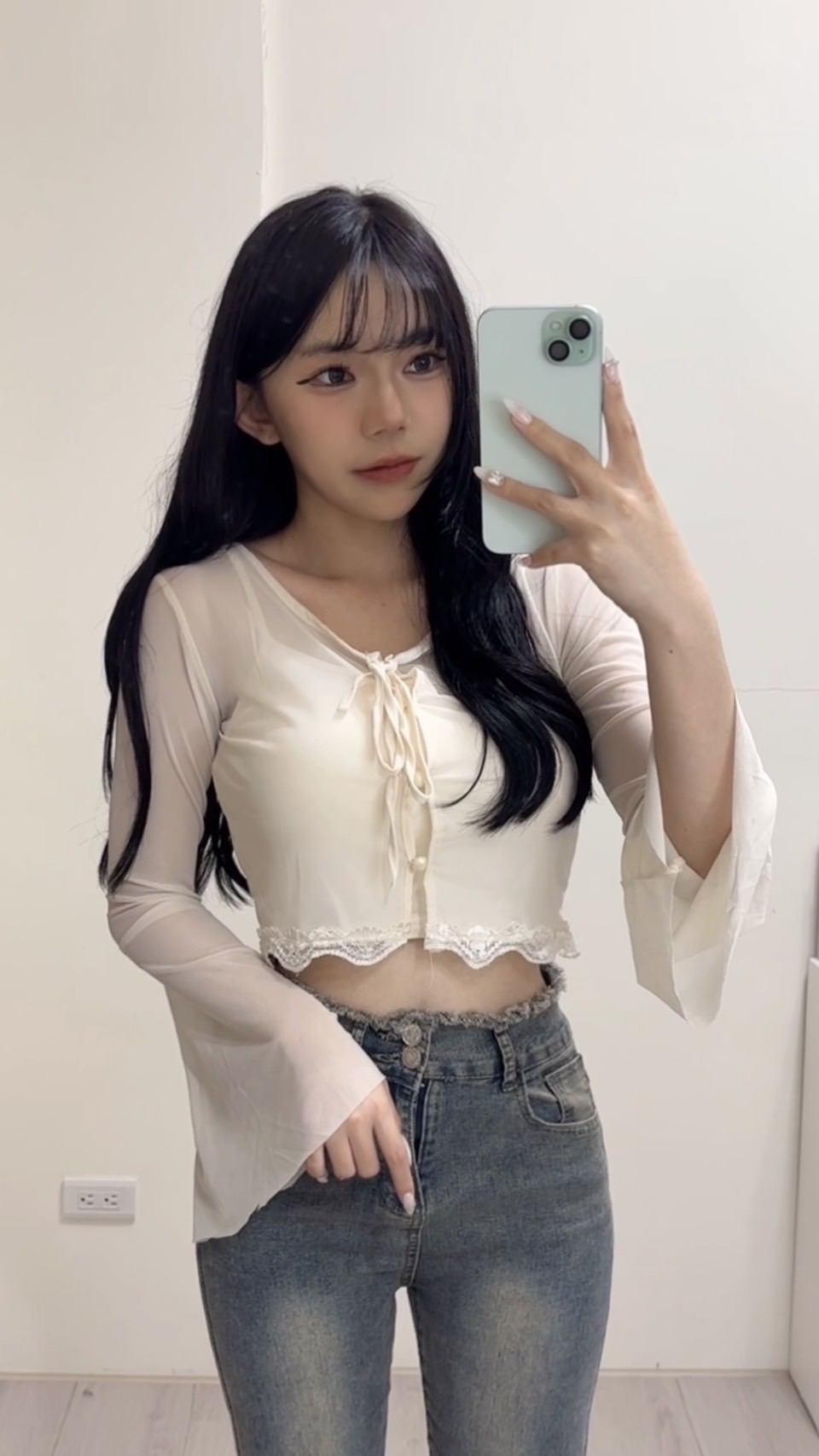 超仙甜美蕾絲蓬蓬袖兩件套