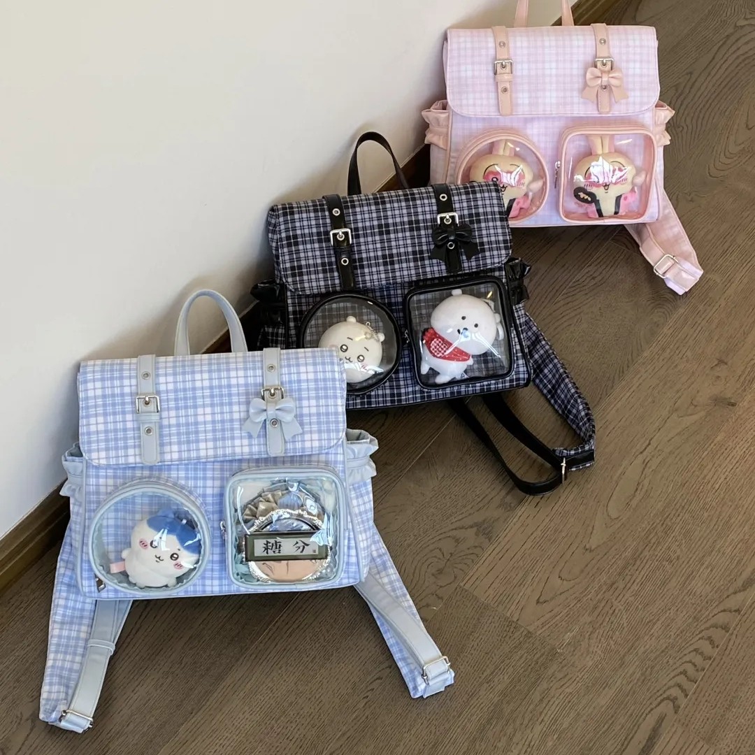 （新品）185.格紋甜心-學院風大容量後背包3色