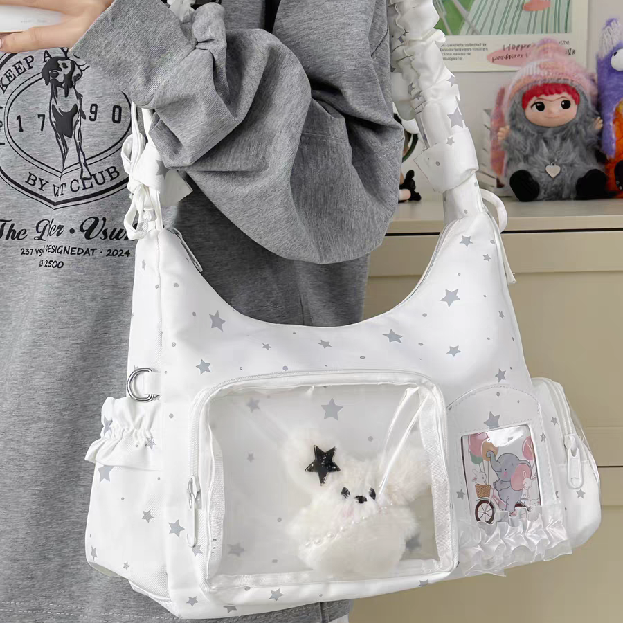 （新品）186.萌星波點-古早感抽繩追星痛包2色