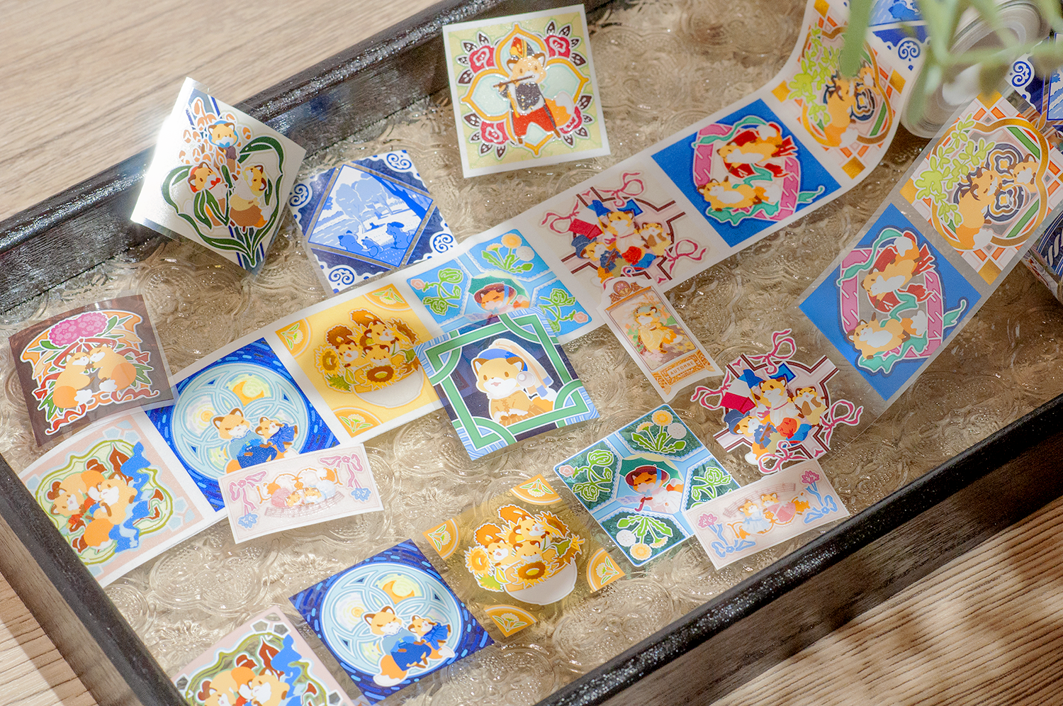 │狐狸名畫花磚│40mm紙膠帶