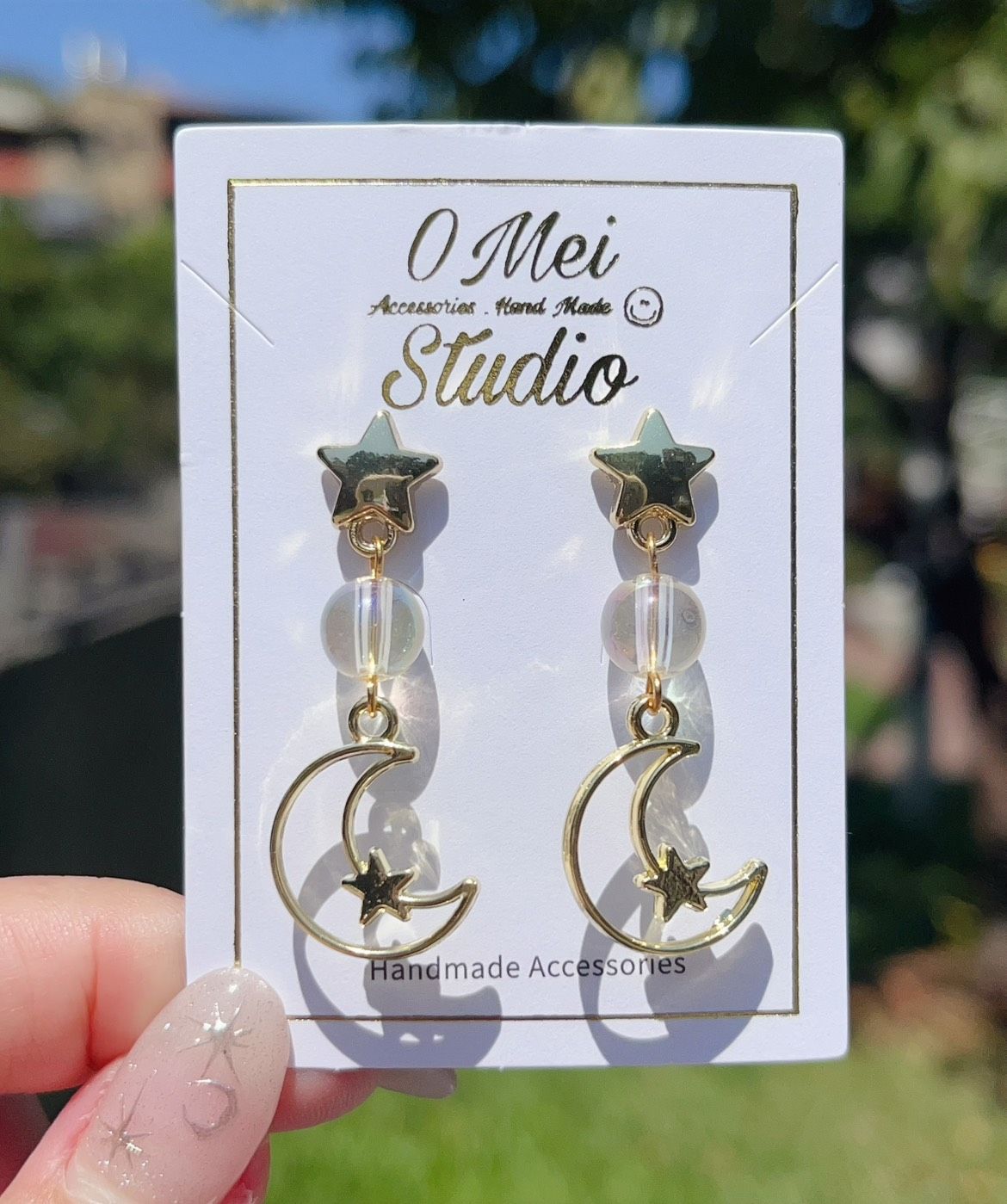 手作耳環-星星泡泡珠月亮耳環