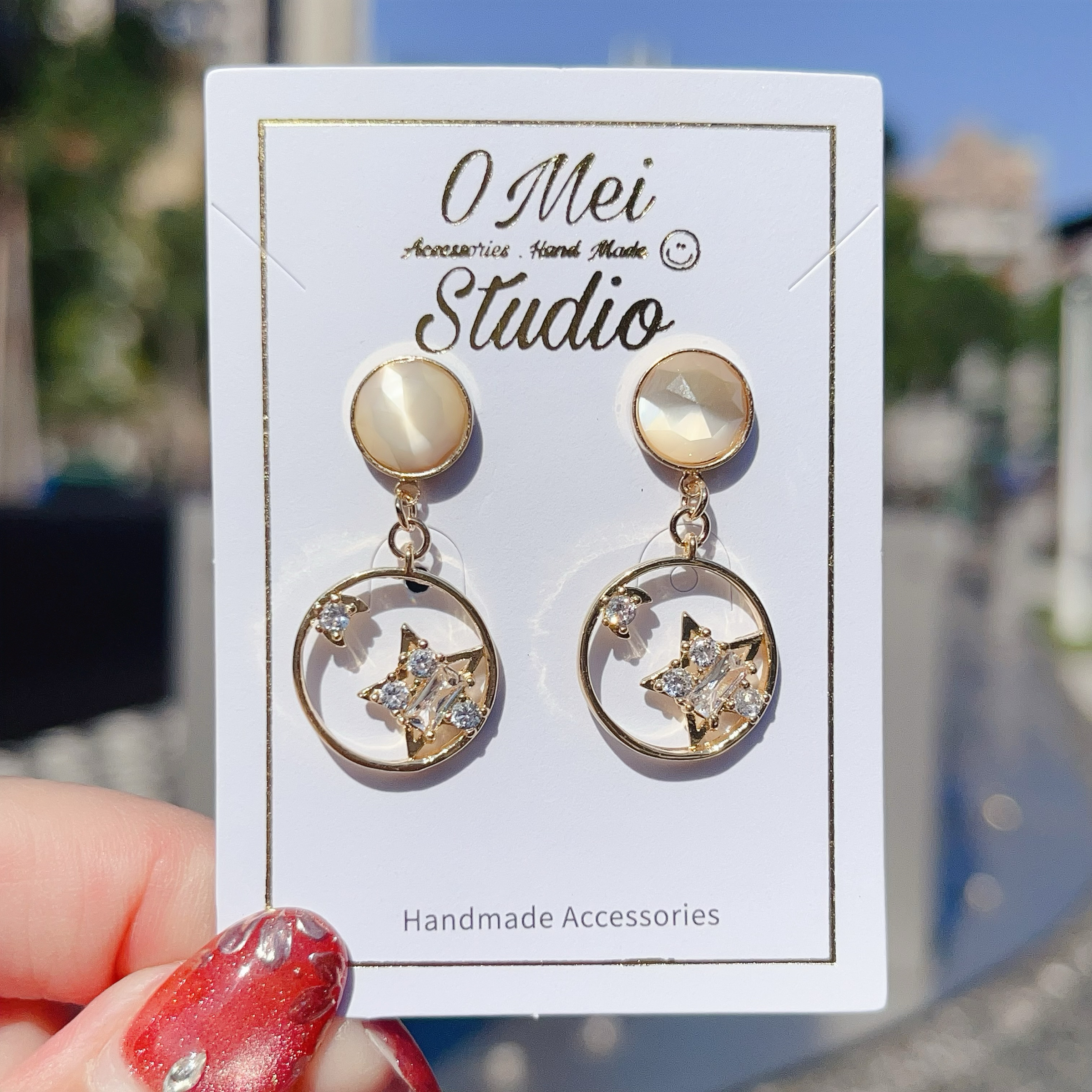 手作耳環-2026.01新品-立體切面鋯石星星耳環