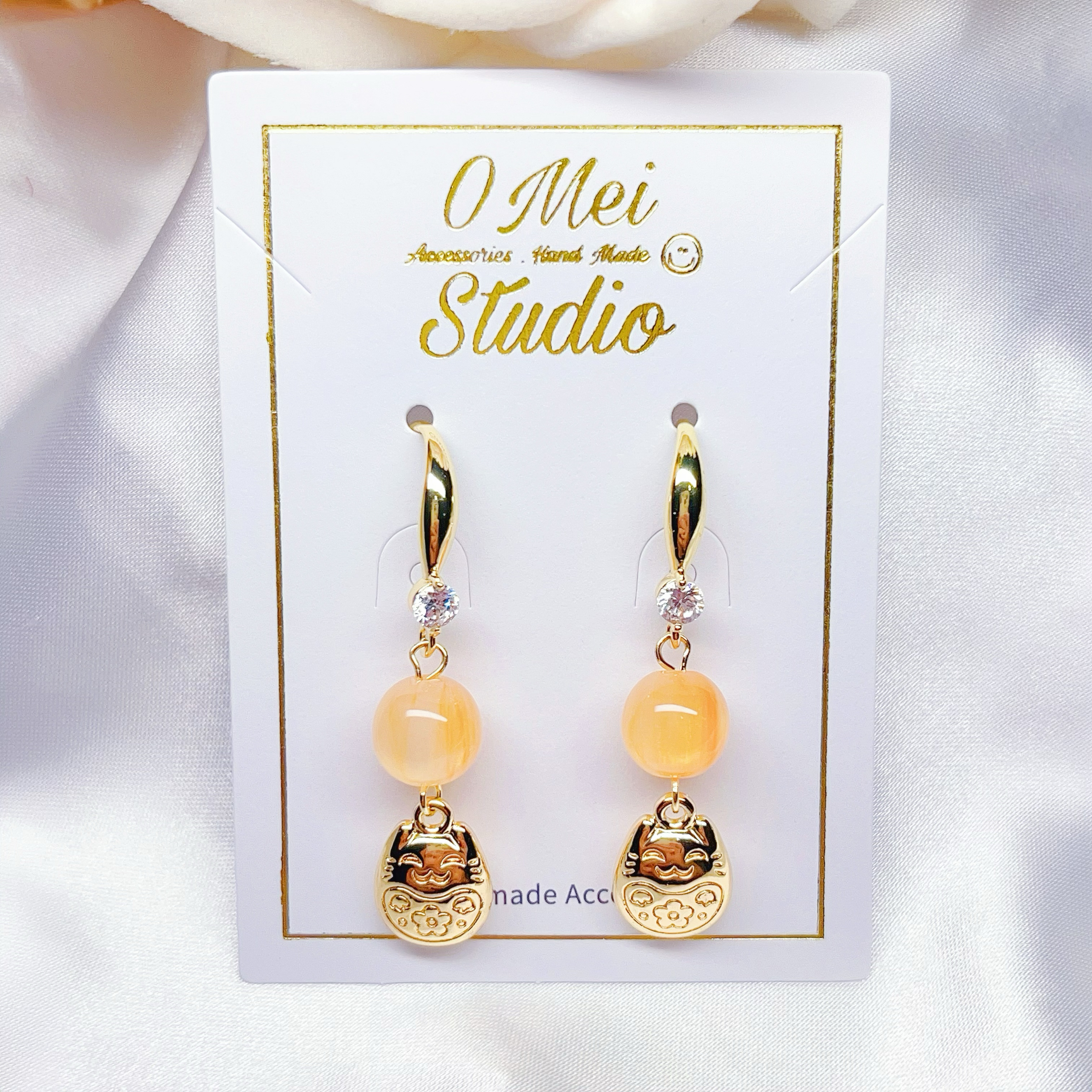 手作耳環-2026.02新品-大橘大利福氣貓貓耳環