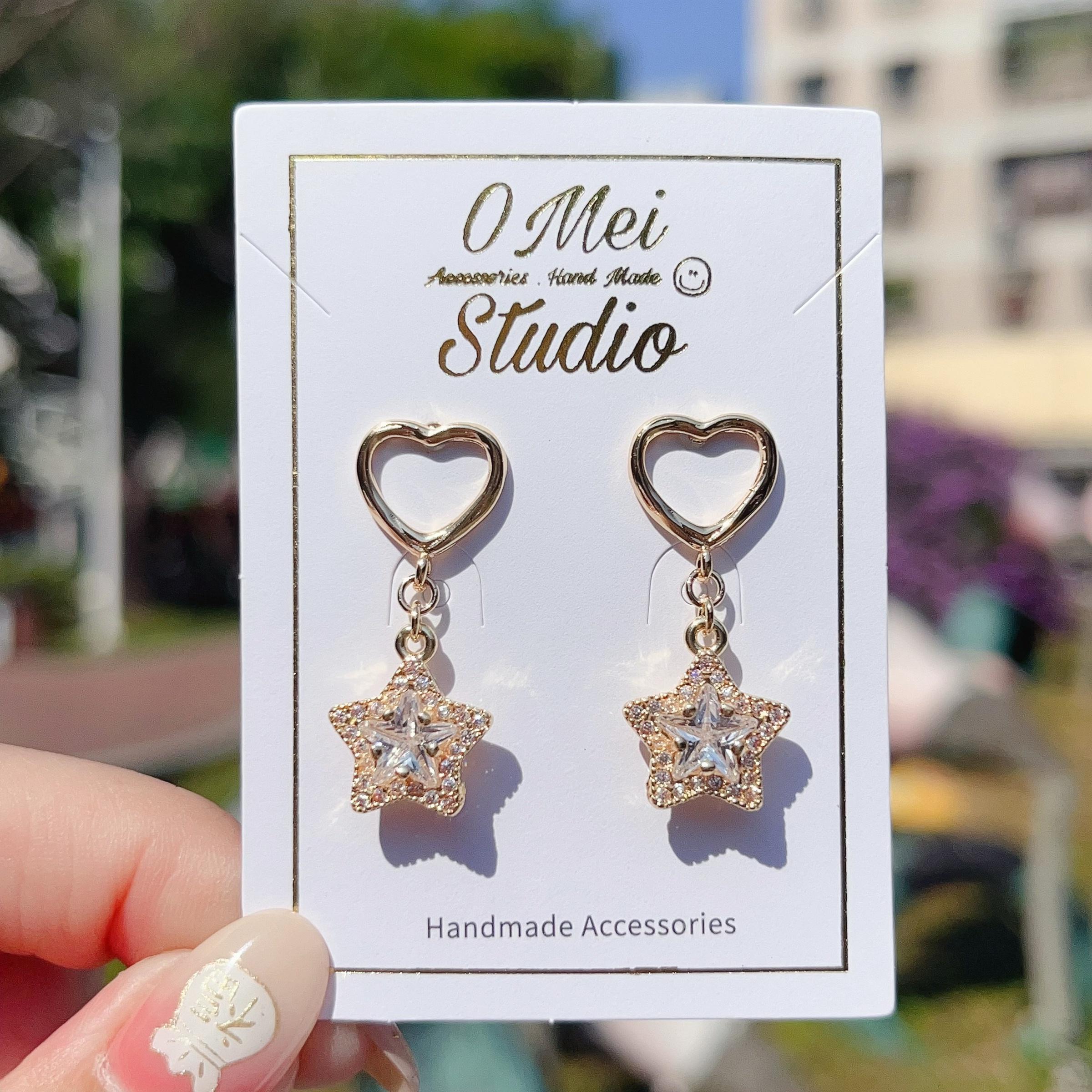 手作耳環-2026.02新品-愛心燦爛鋯石星星耳環