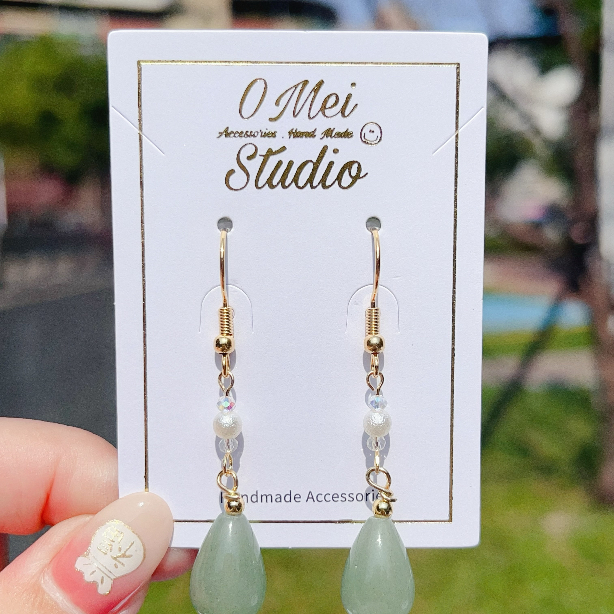 手作耳環-2026.03新品-綠東陵水晶棉花糖珠耳環