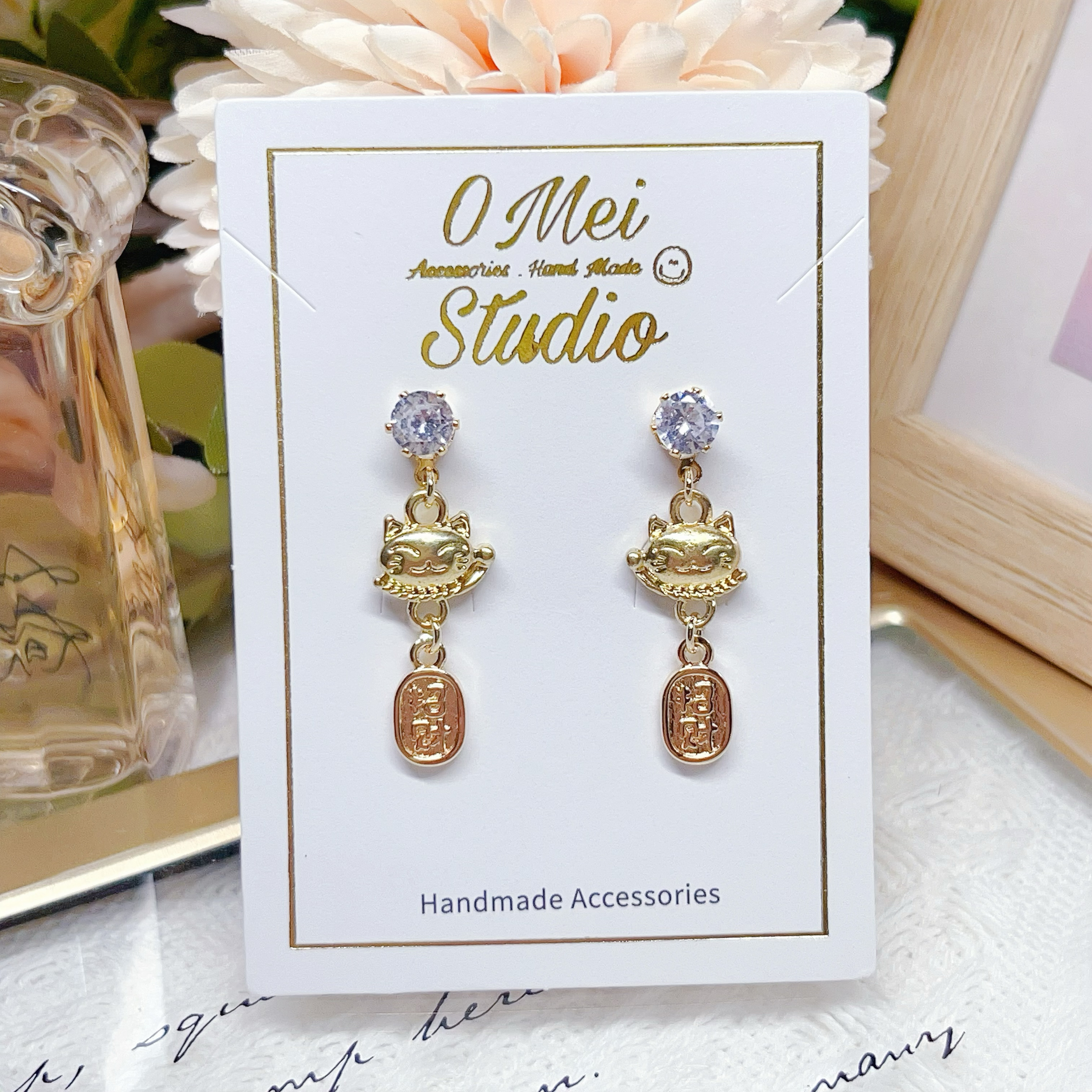 手作耳環-2026.03新品-好運招財貓貓耳環