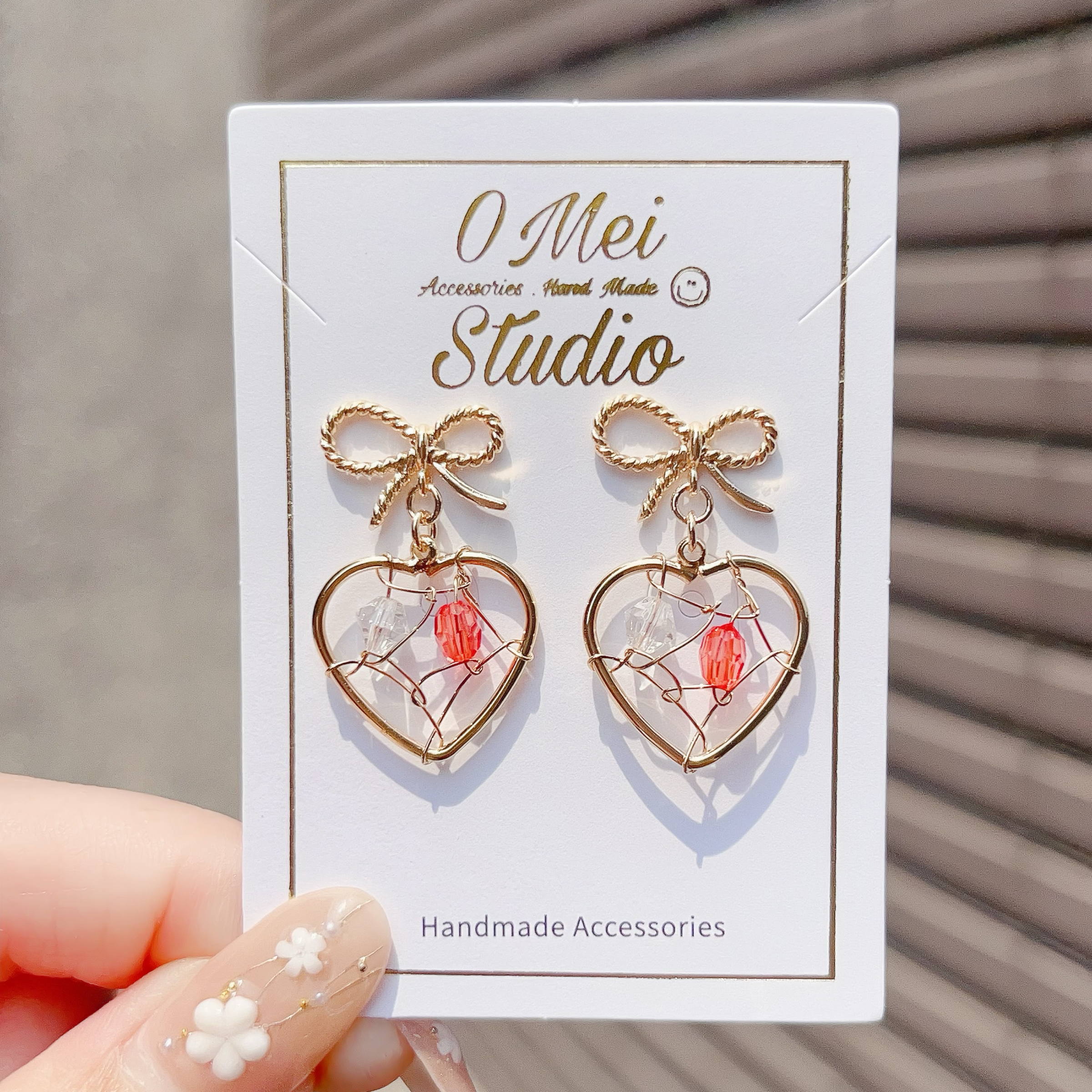 手作耳環-2026.04新品-蝴蝶結愛心捕夢網耳環