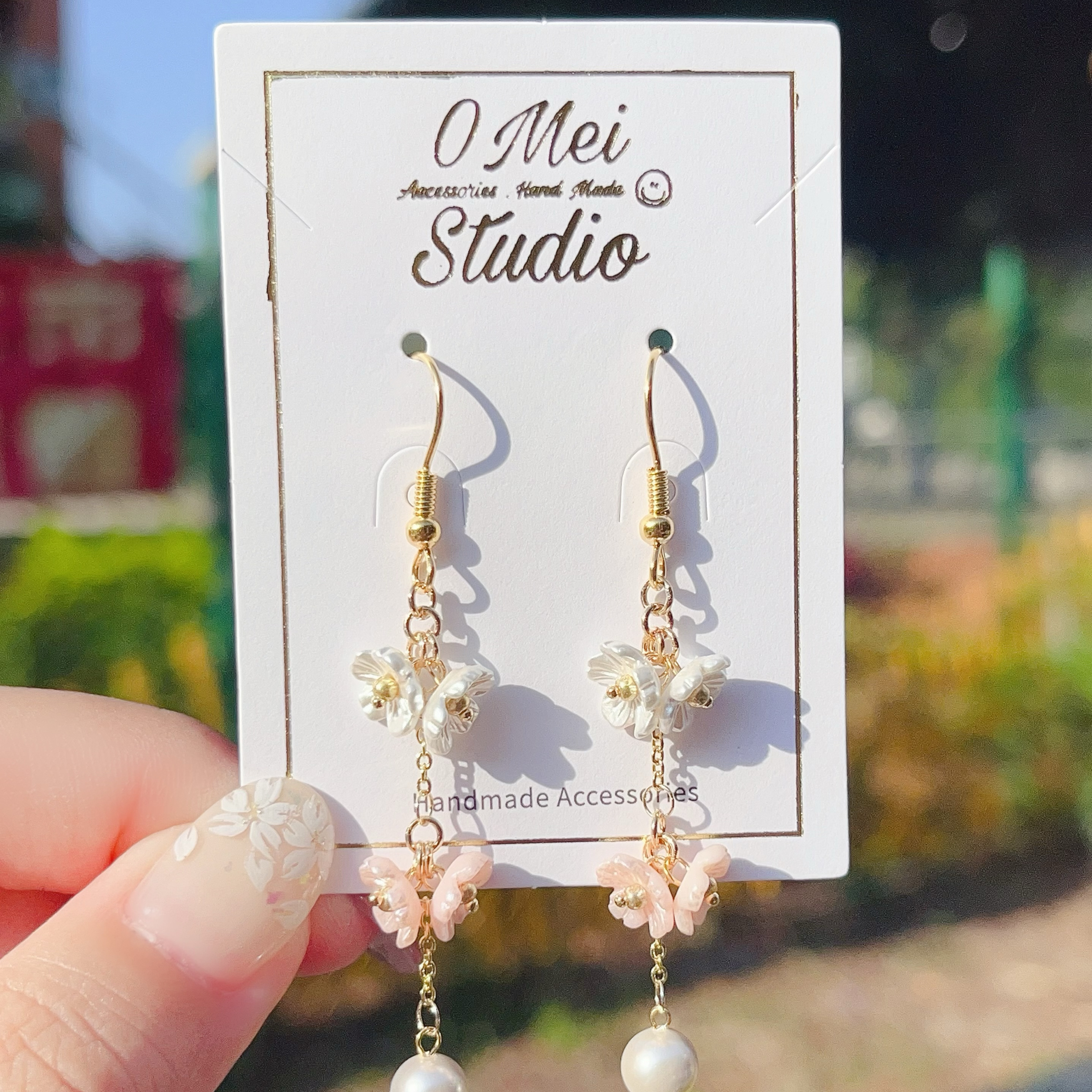 手作耳環-2026.04新品-溫柔櫻花貝殼珠耳環