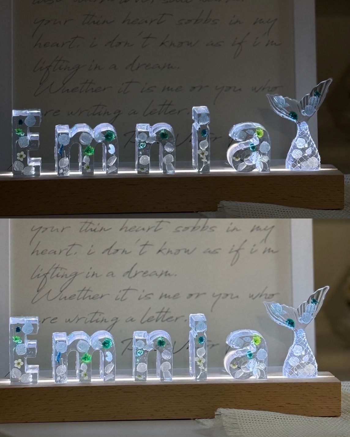 （客製）水晶乾燥花字母夜燈（含燈座） 開幕禮 情人節 生日禮物