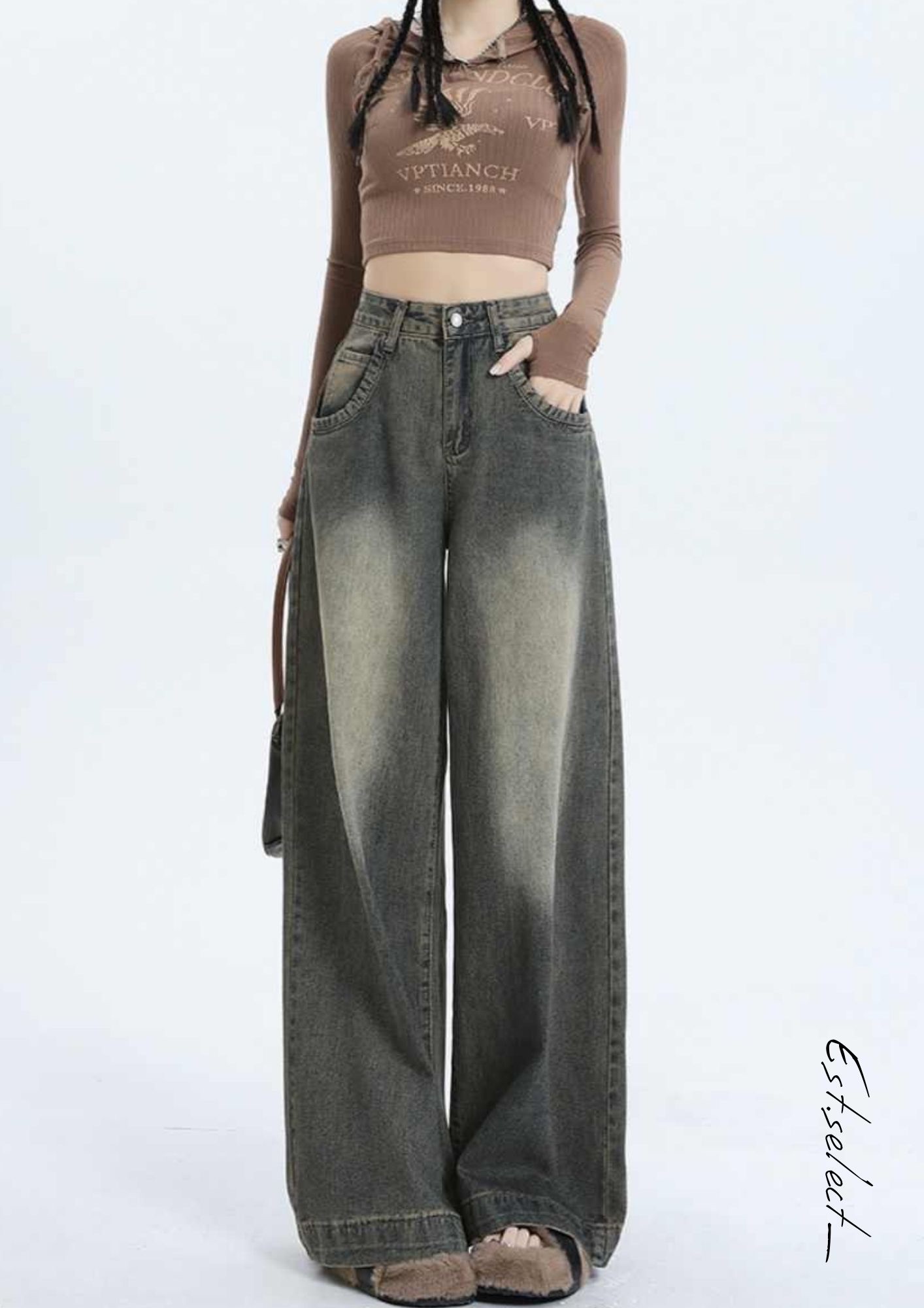 復古刷色牛仔褲