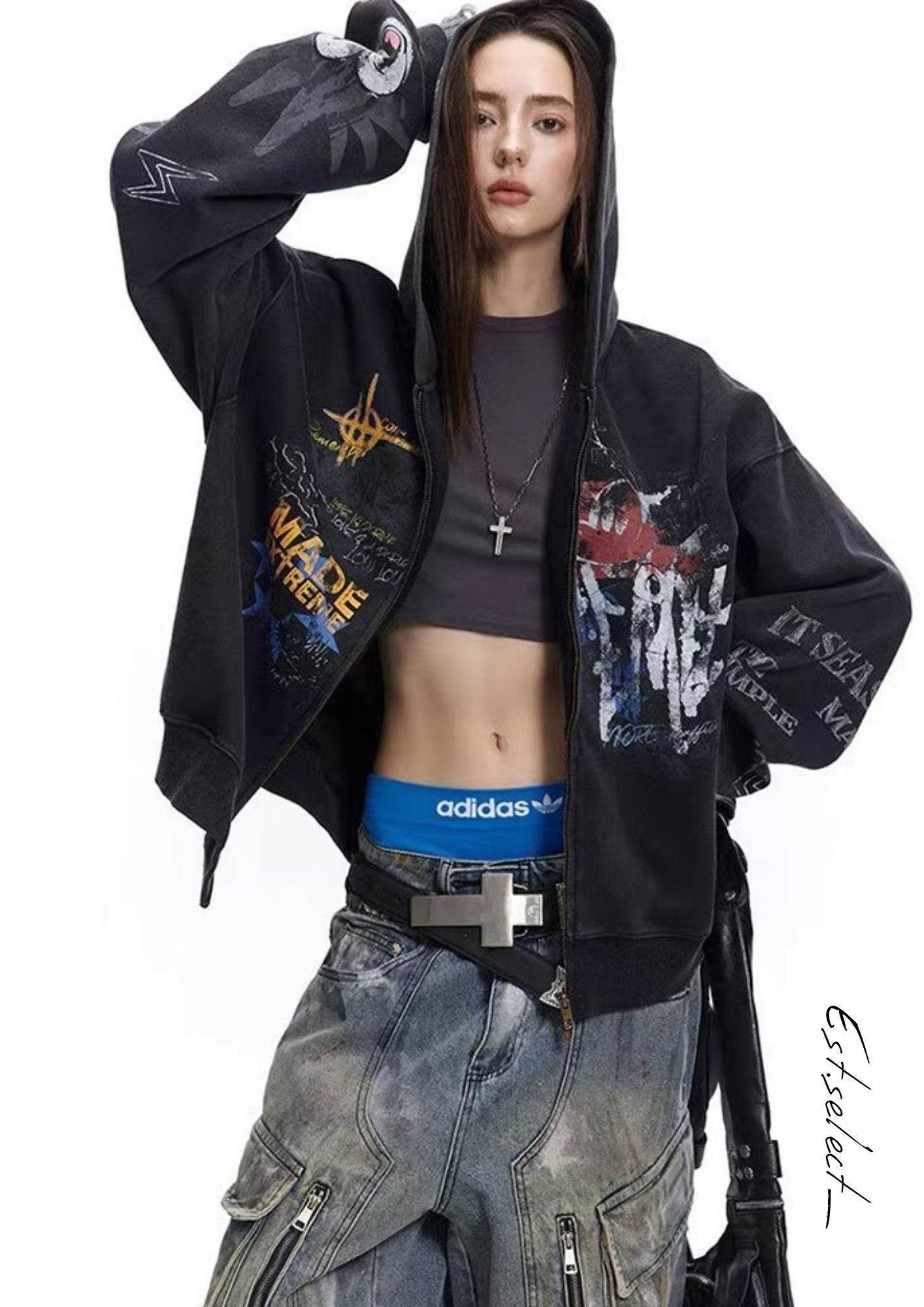 美式塗鴉連帽外套