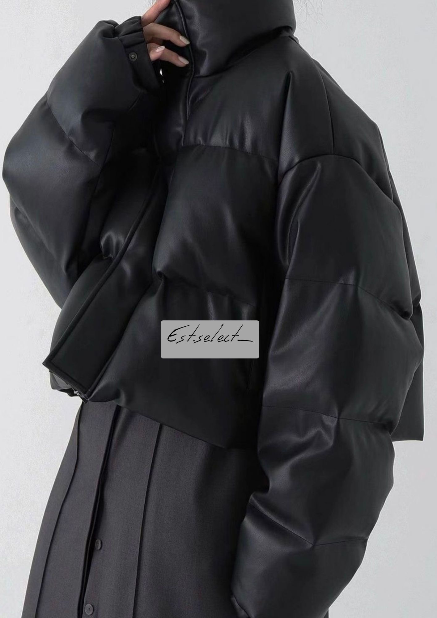 皮革麵包短板外套