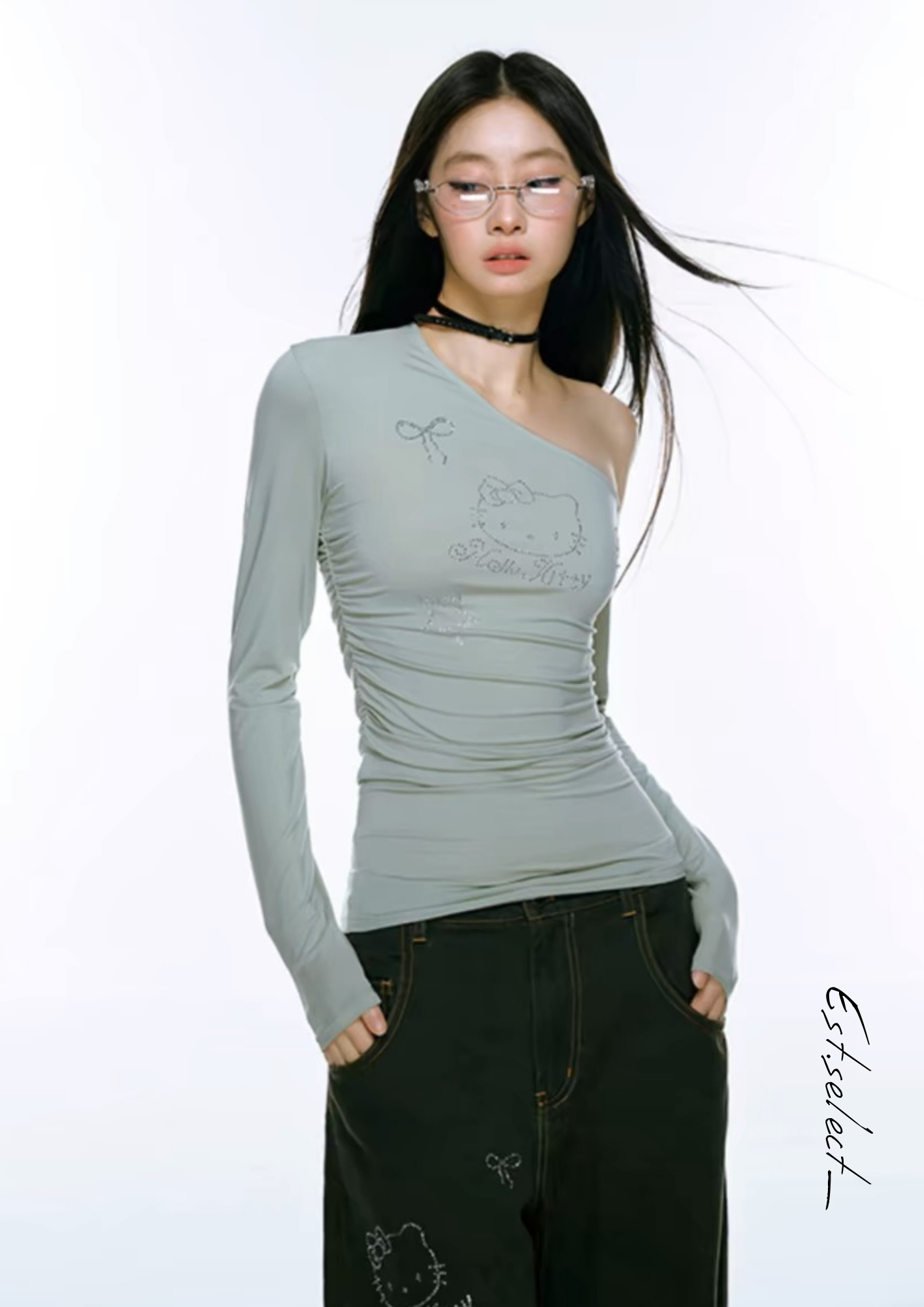 Kitty 芭雷風斜肩上衣