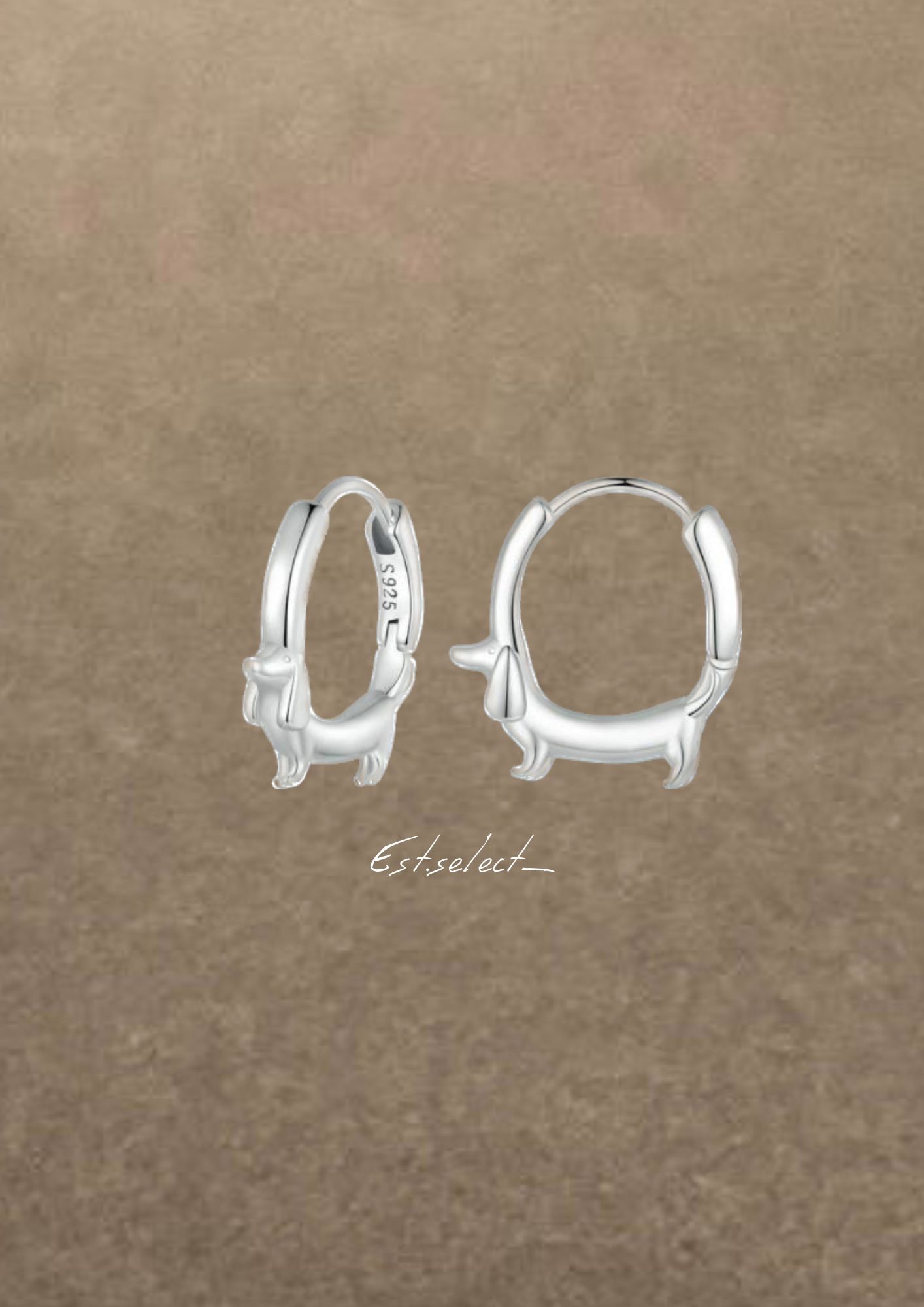 S925銀臘腸狗耳環