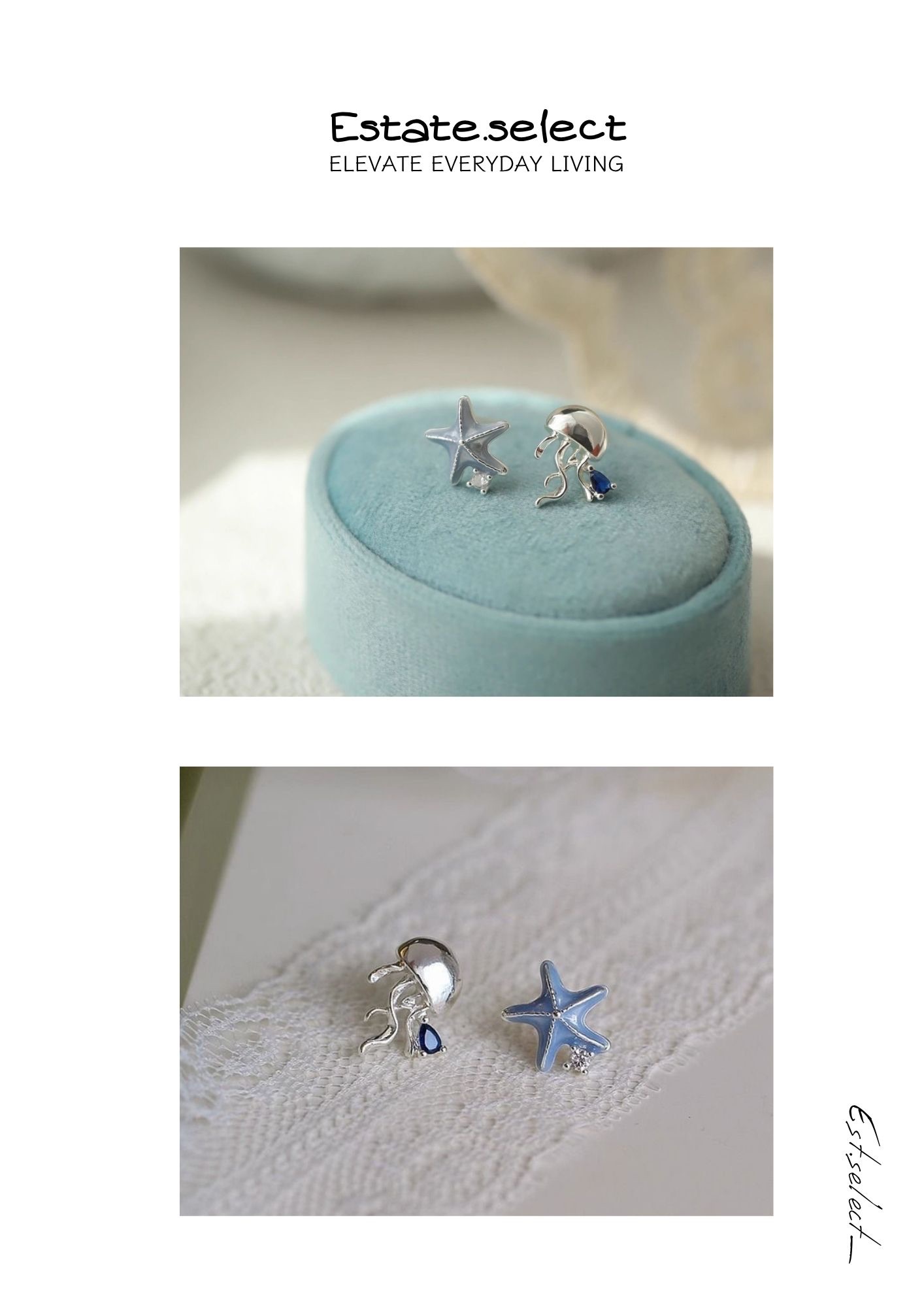 鈦鋼 水母海星耳環