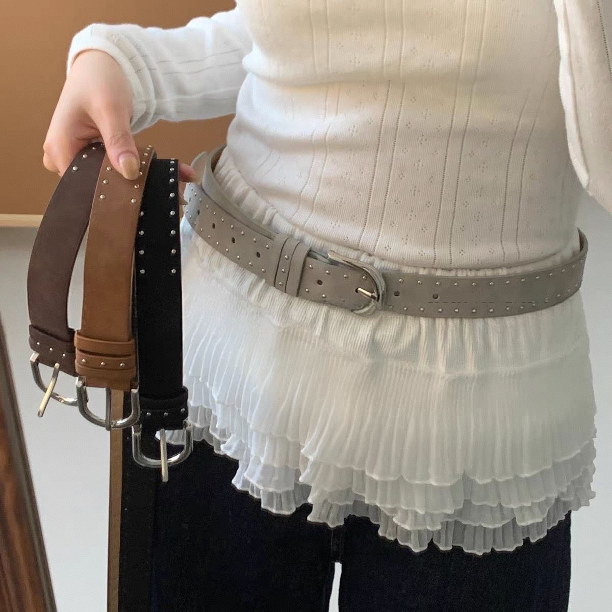 韓系絨面鉚丁皮帶