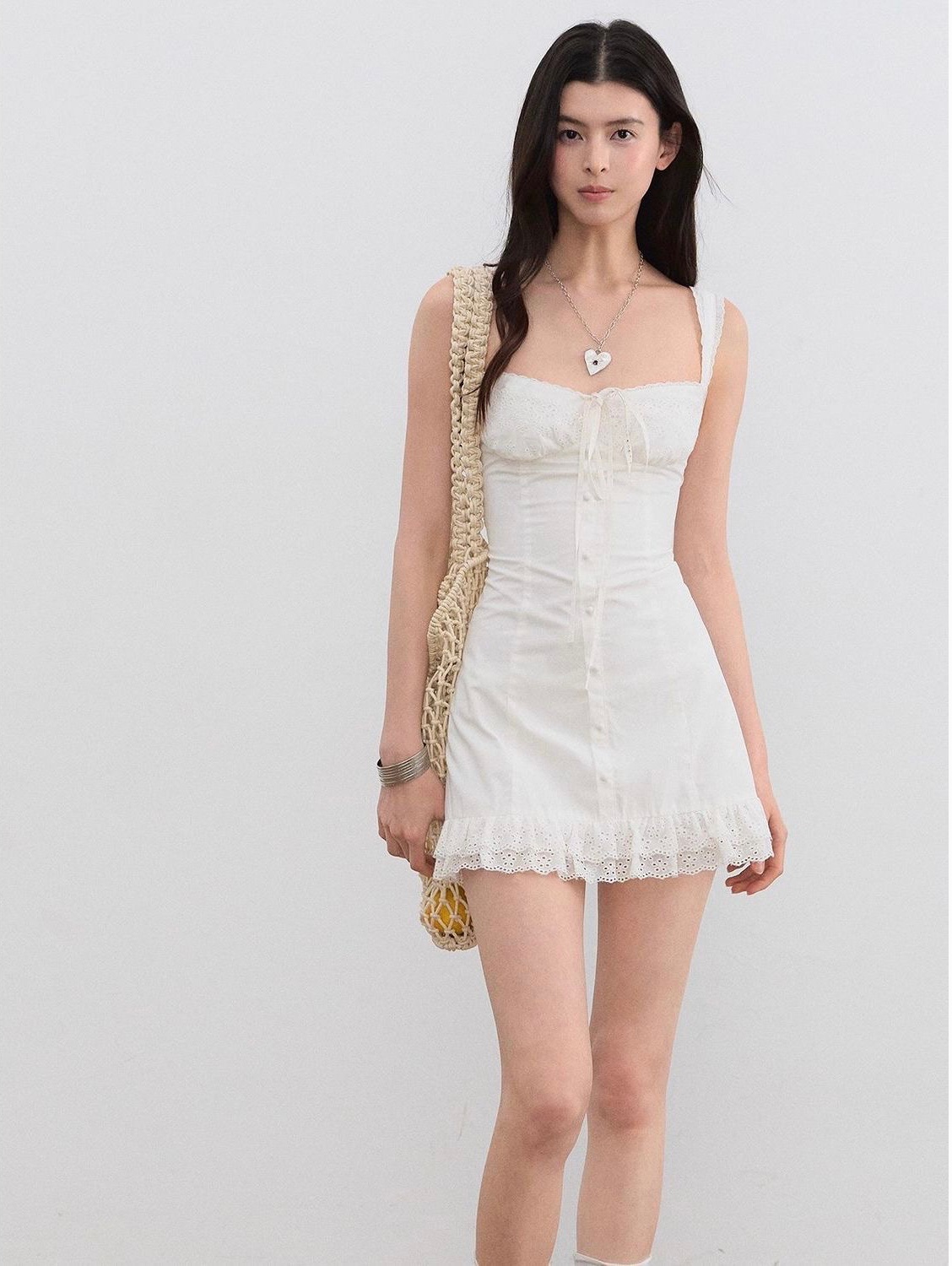渡假風蕾絲連身短裙