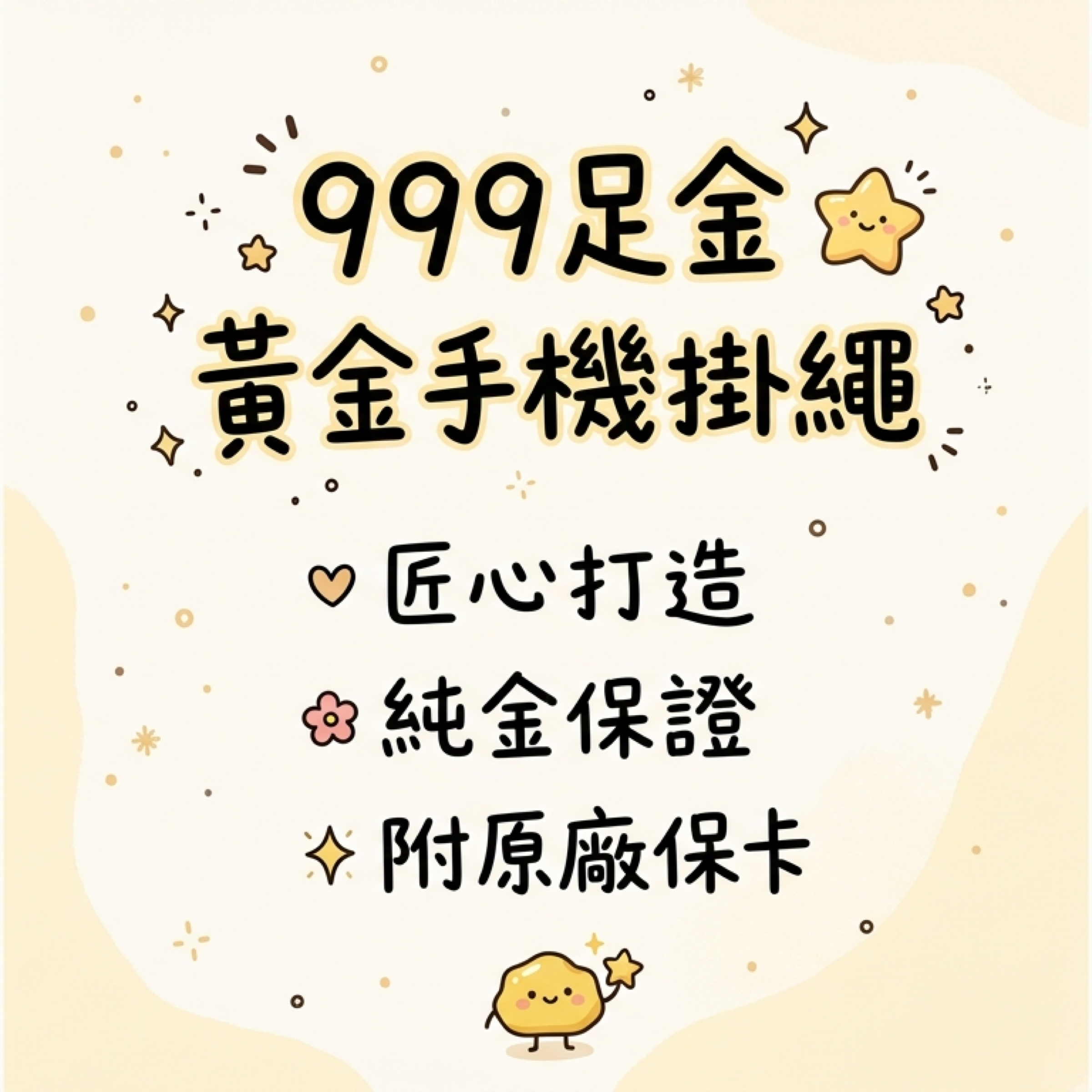 999足金黃金手機掛繩（有保卡）