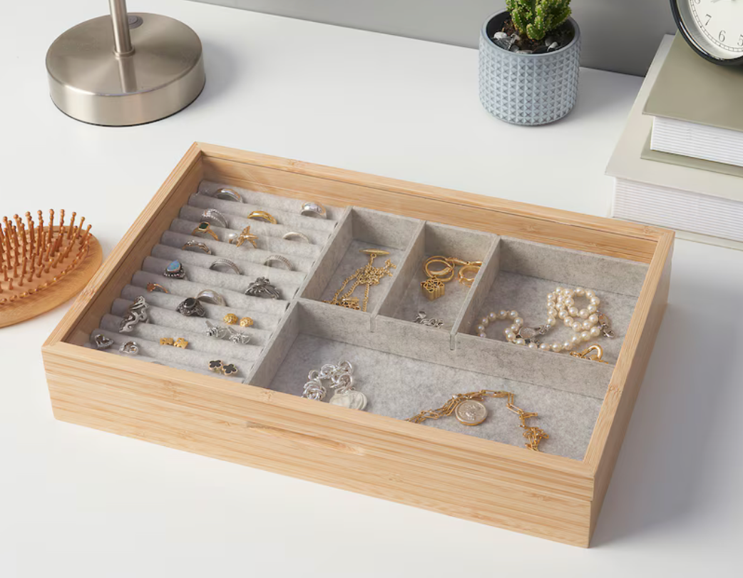 現貨✨ 日本IKEA 質感防塵HALSREM首飾盒