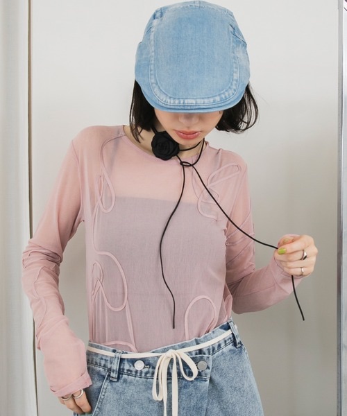 予約✨Forksy. 細微差別線條刺繡透明T恤 FOls557