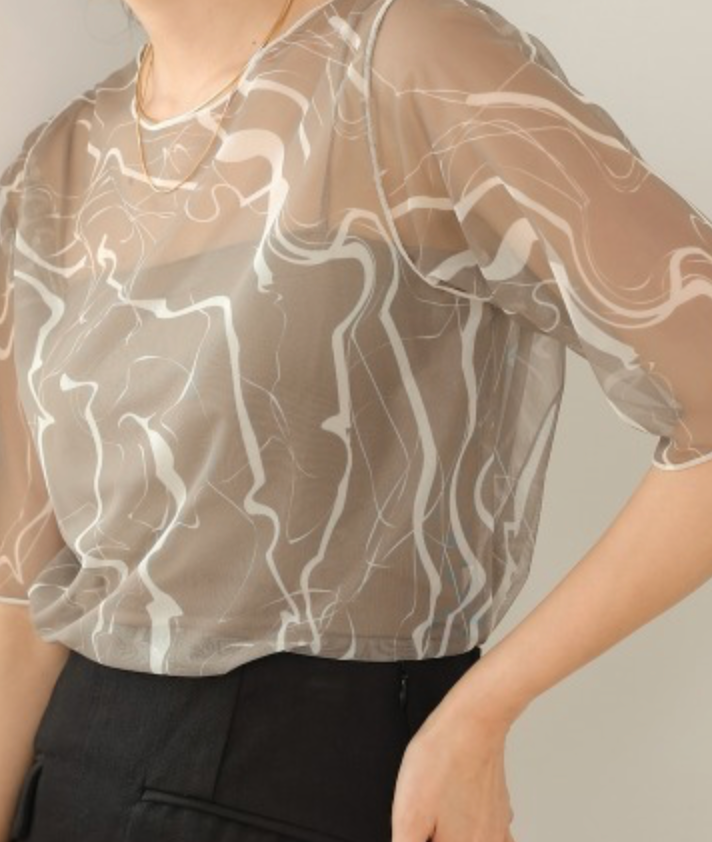 現貨！Bab 前後2WAY大理石紋薄透網紗上衣 5420182