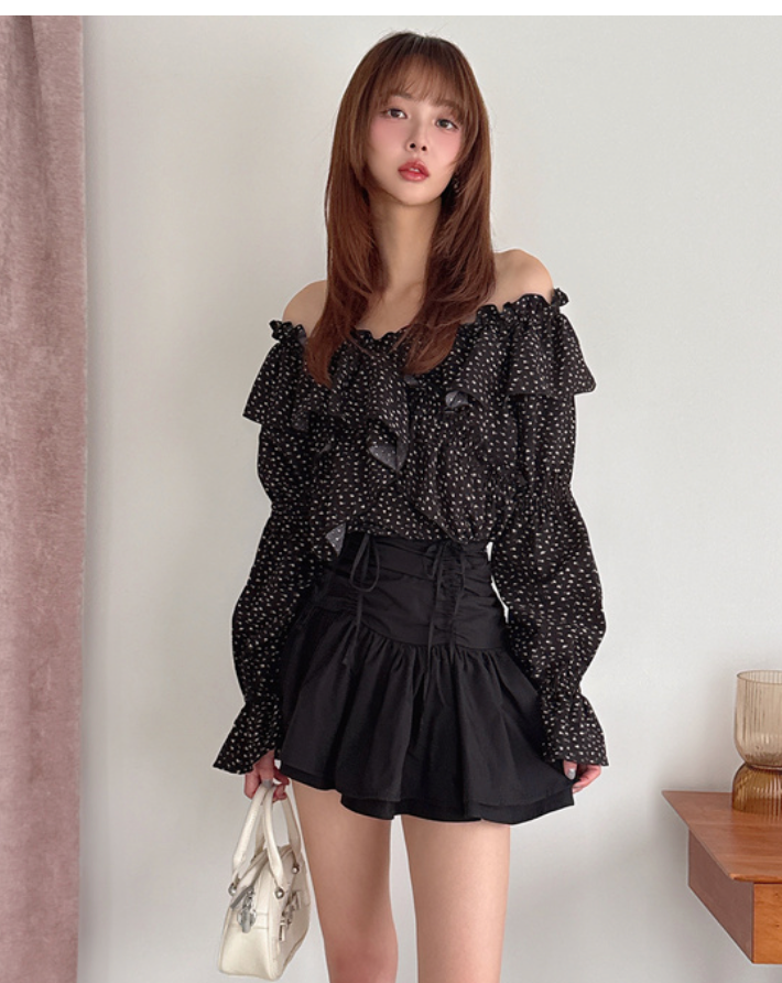 現貨！2Way花卉荷葉邊襯衫