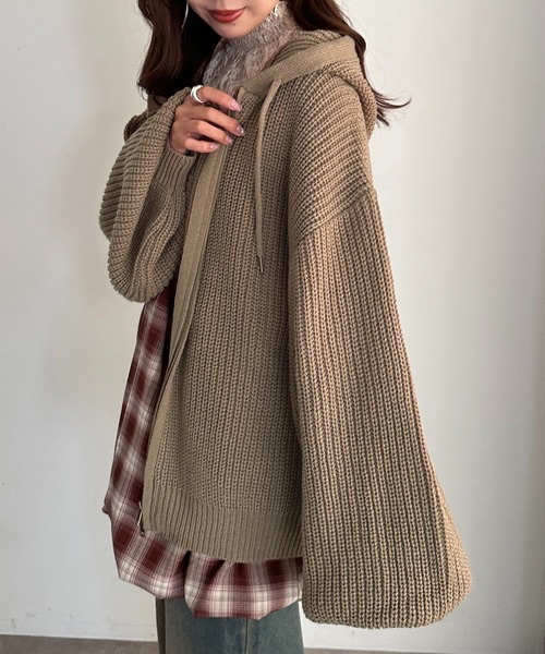 予約✨蓬鬆療癒感雙拉鍊針織連帽外套 軟萌感 288503