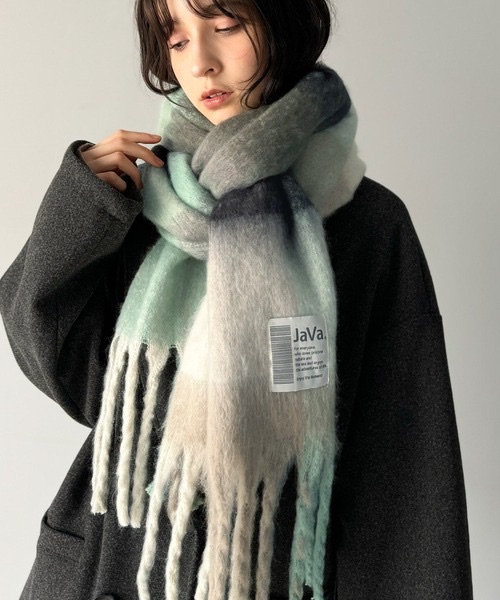 現貨+予約✨JaVa Collaboration Faux Wool Check Stole JaVa 聯名款 保暖格紋