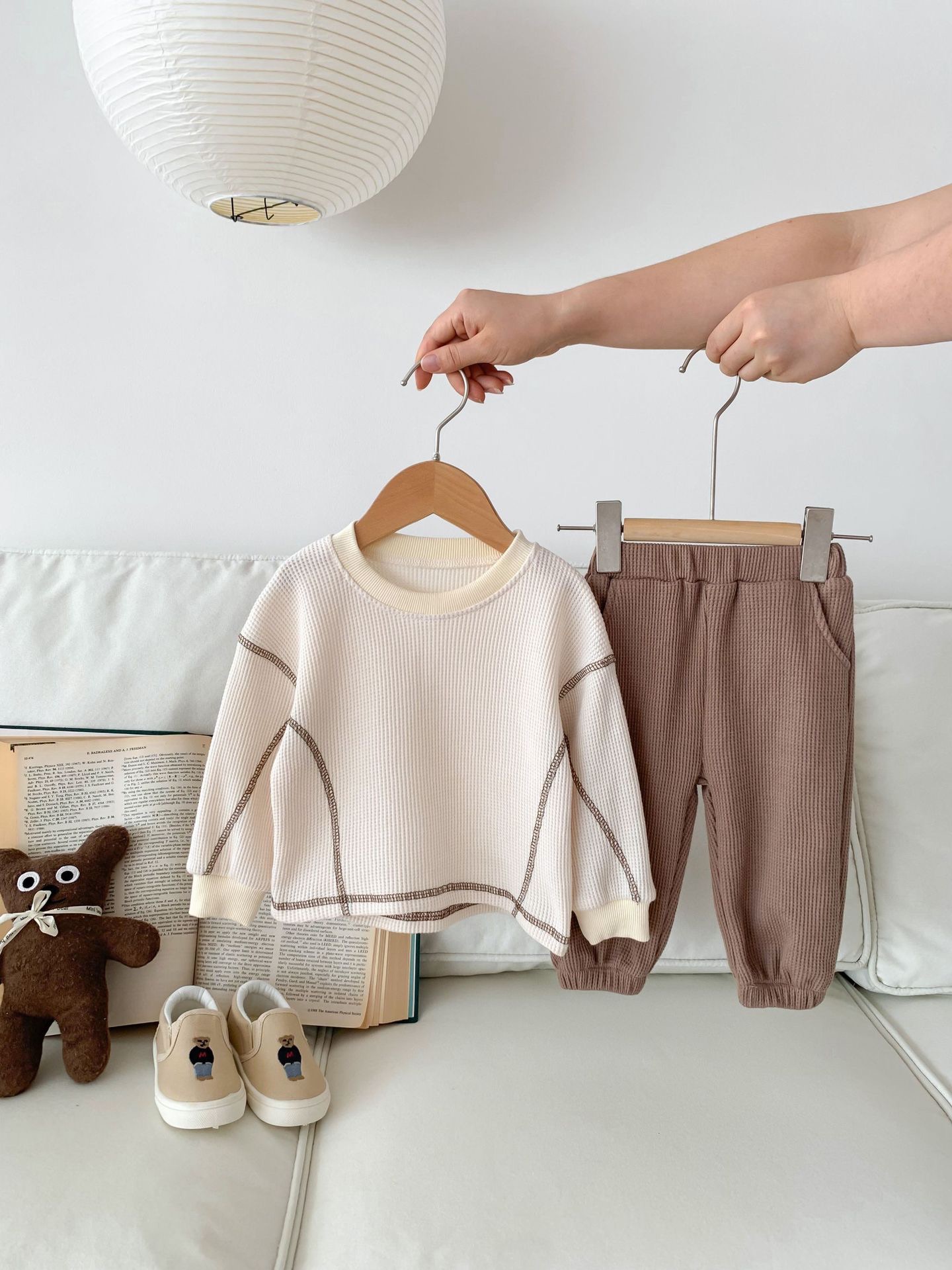 韓版休閒寬松華夫格套裝