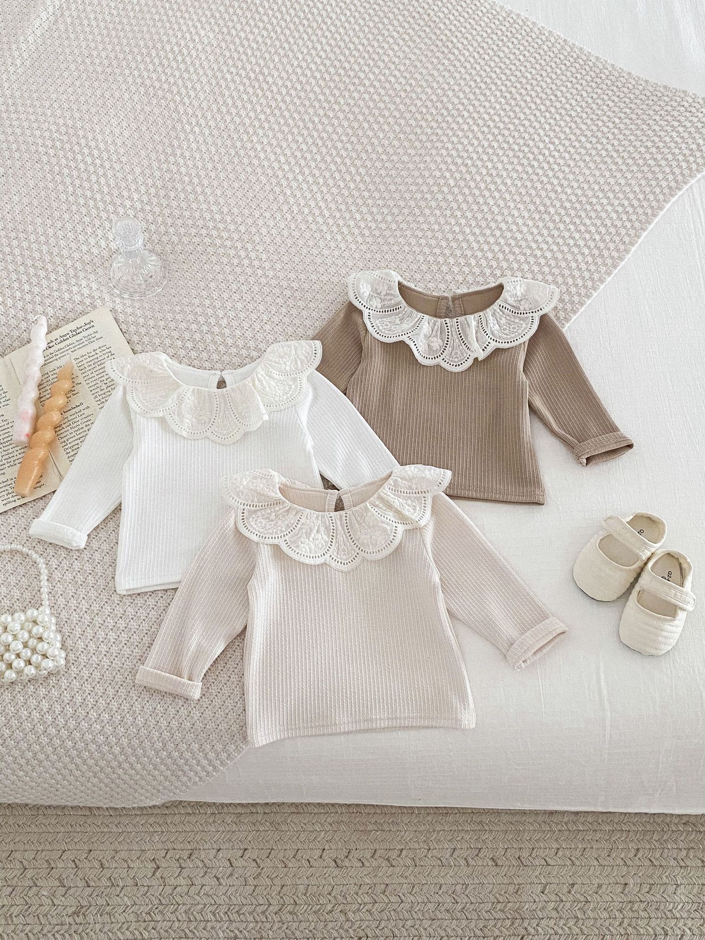 秋裝新品荷葉領花朵印花上衣