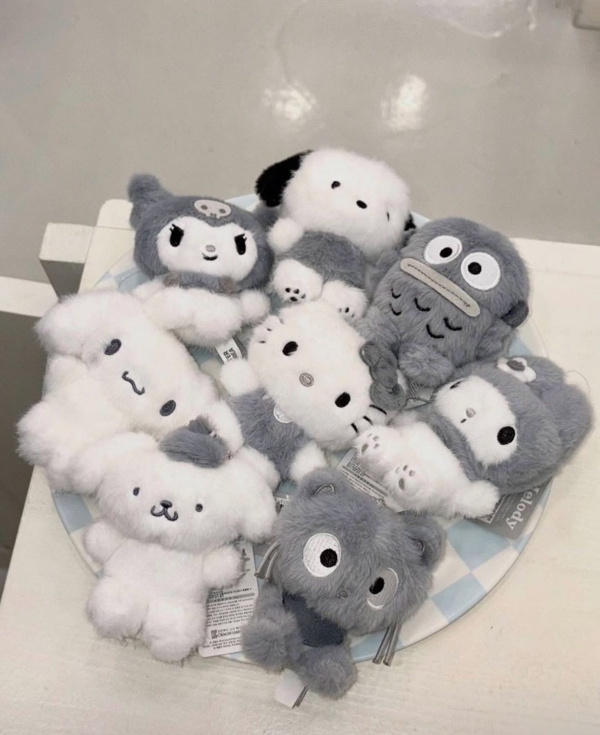 灰白三麗鷗系列毛絨掛件