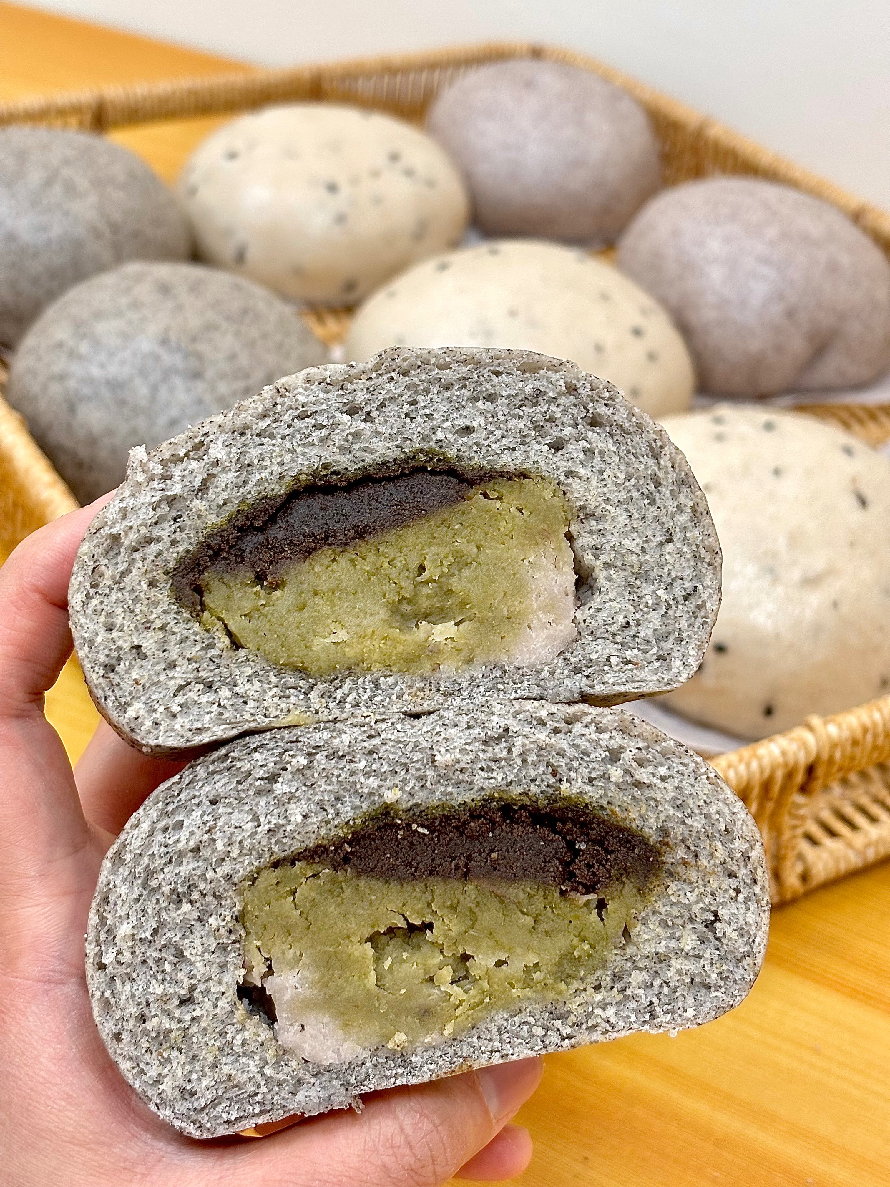 焙茶奶酥芋頭饅頭