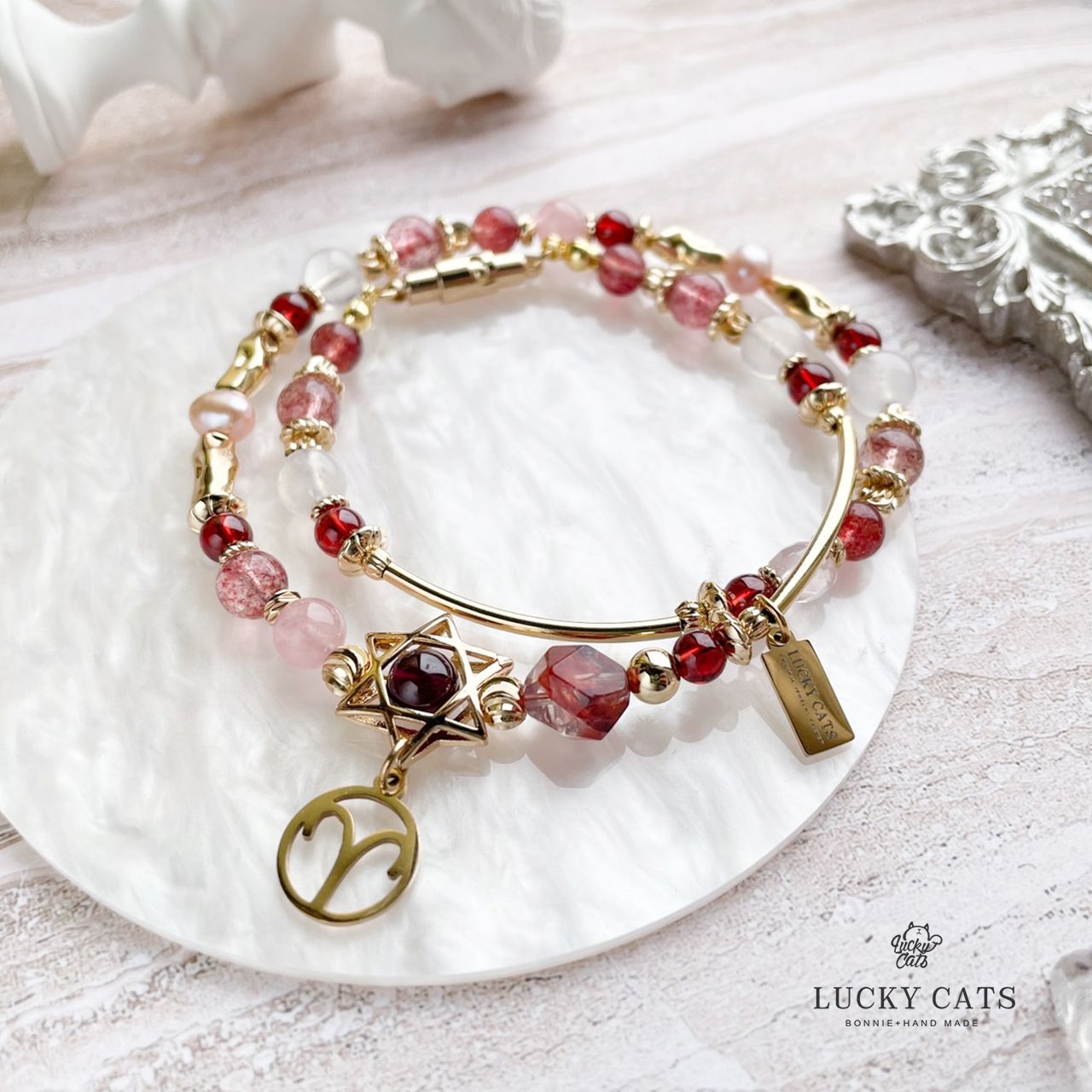 🔮月姥👵粉晶 草莓晶 繞手雙圈設計款