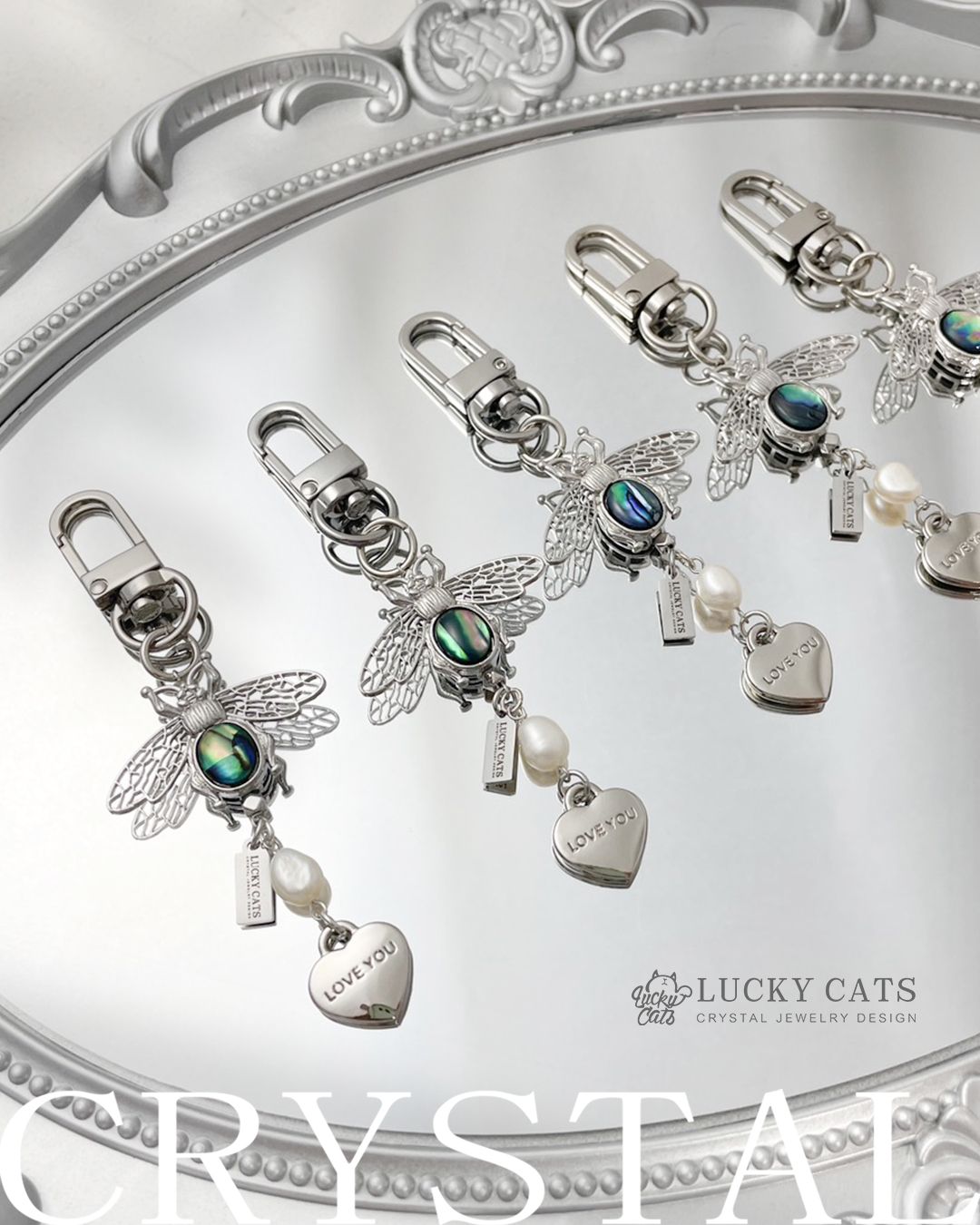 🔮Lucky Cats影之羽，優雅啟程  天然貝母吊飾