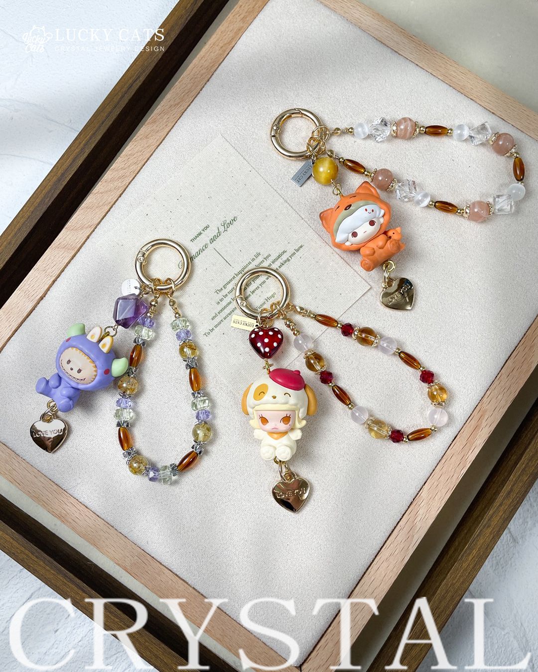 🔮Lucky Cats 萌粒 睡衣派對 水晶吊飾
