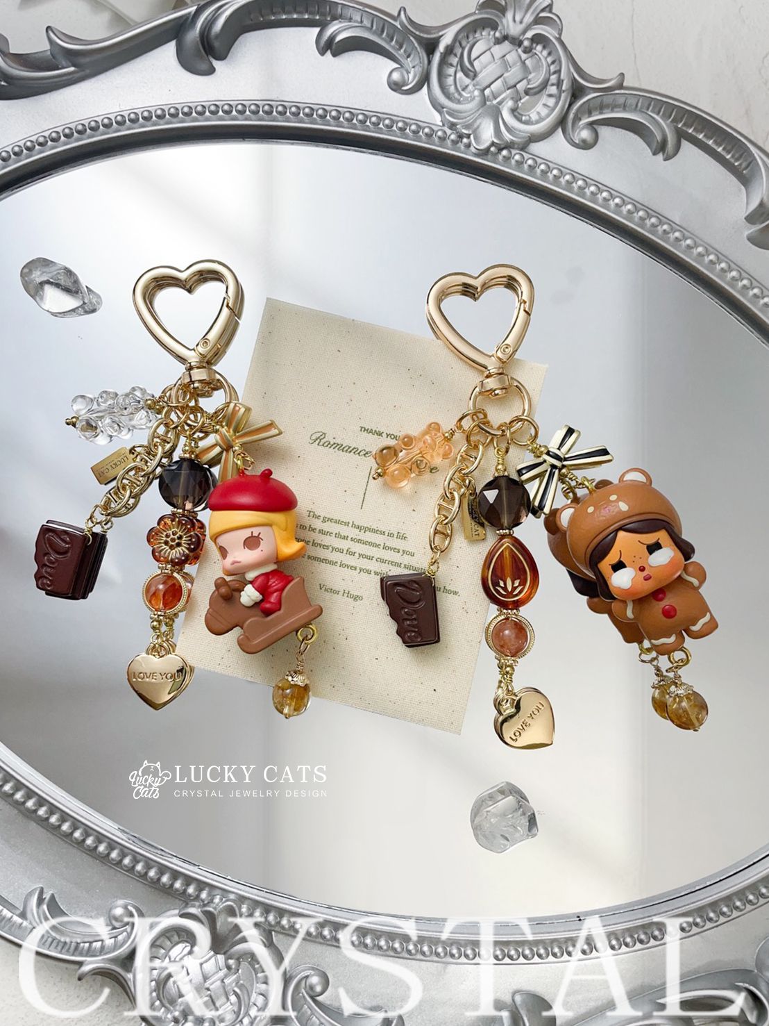 🔮Lucky Cats 薑餅小熊Crybaby+Molly木馬吊飾