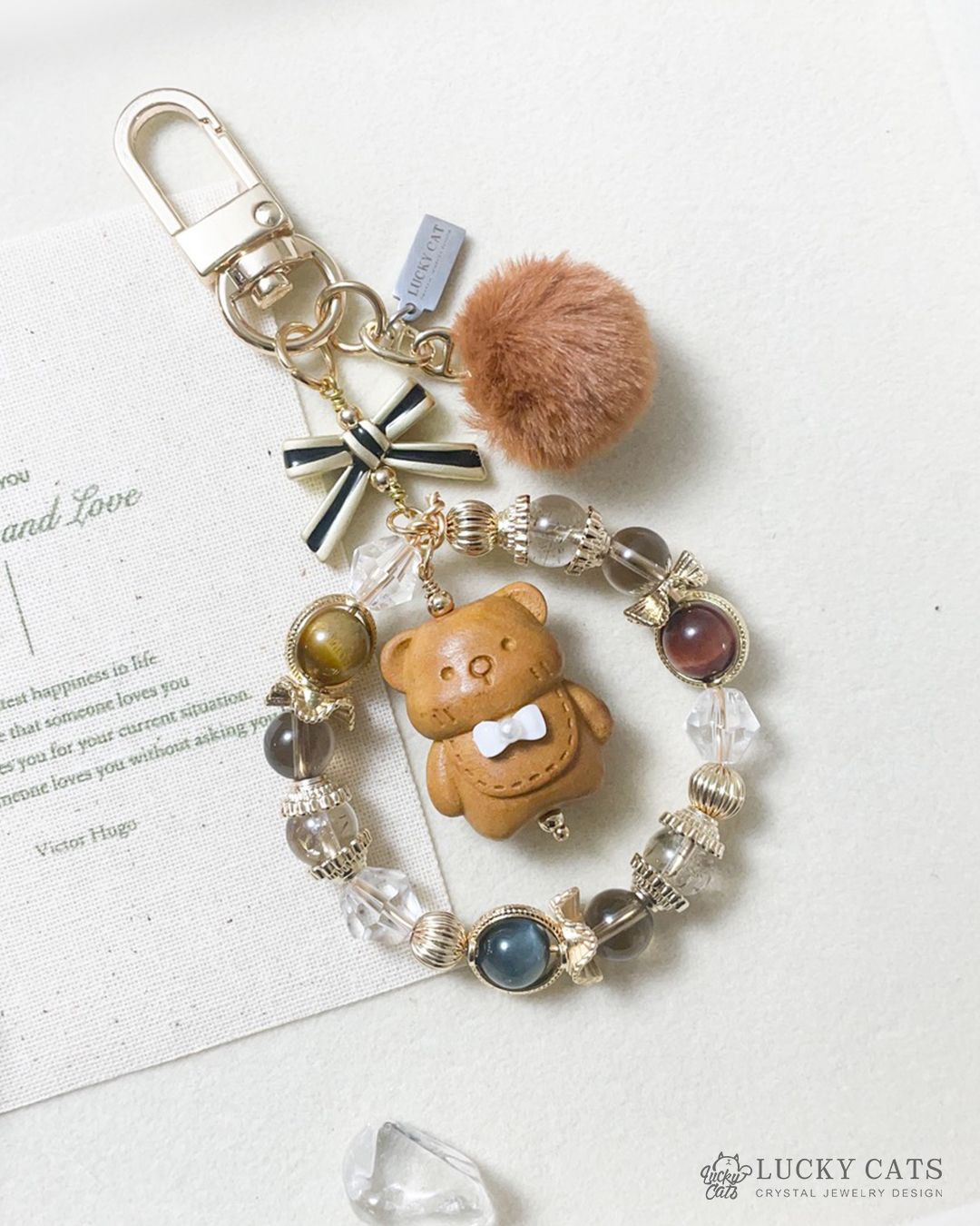 🔮Lucky Cats 桃木小熊文玩吊飾