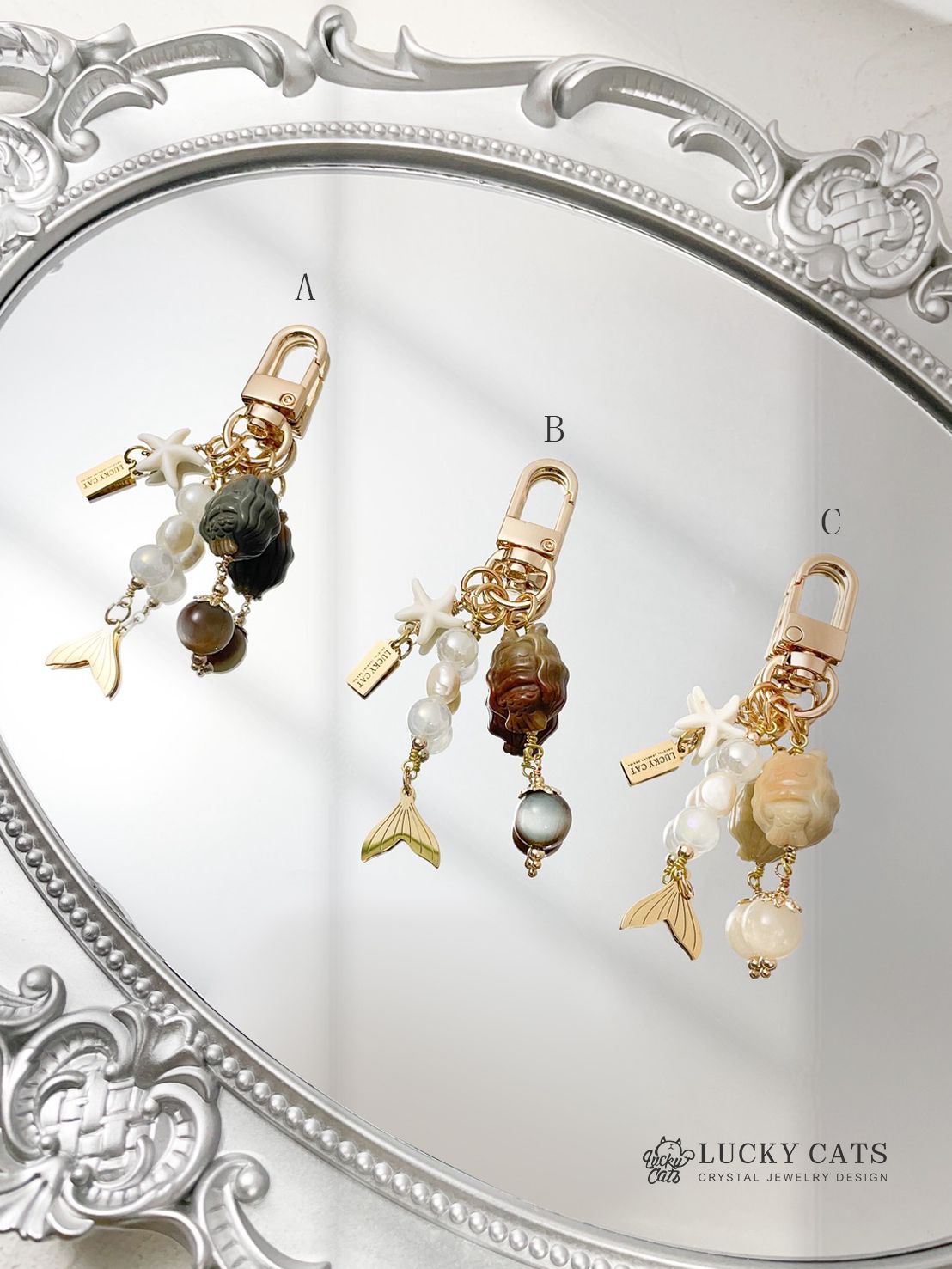 🔮Lucky Cats 人魚阿拉善礦石吊飾