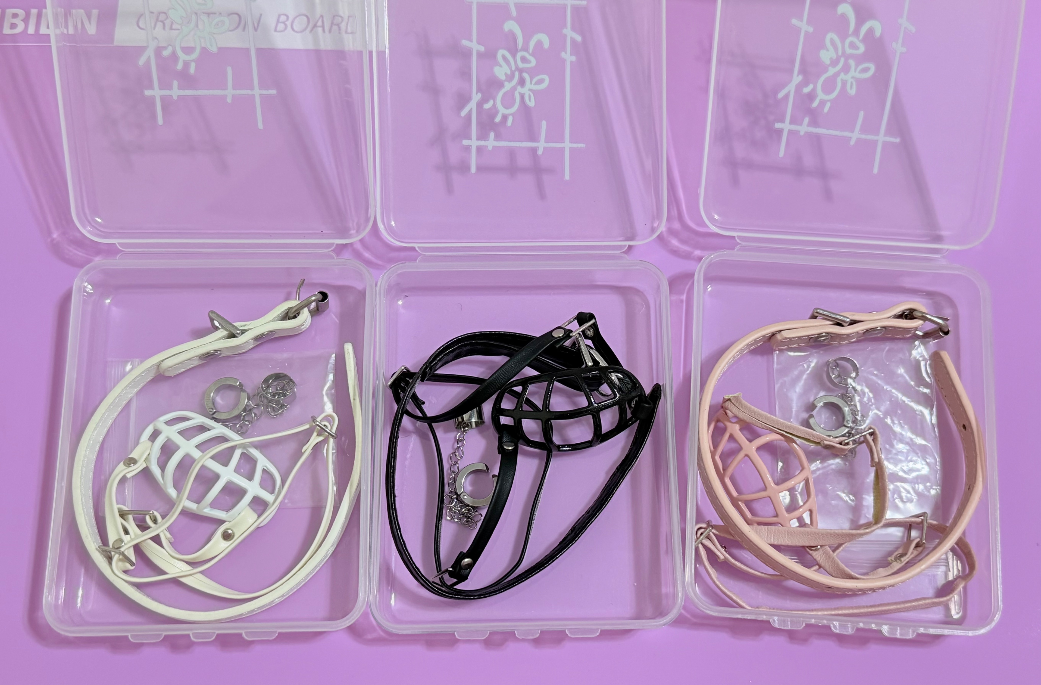 20公分防咬器＆項圈＆耳環組（白/黑/粉）