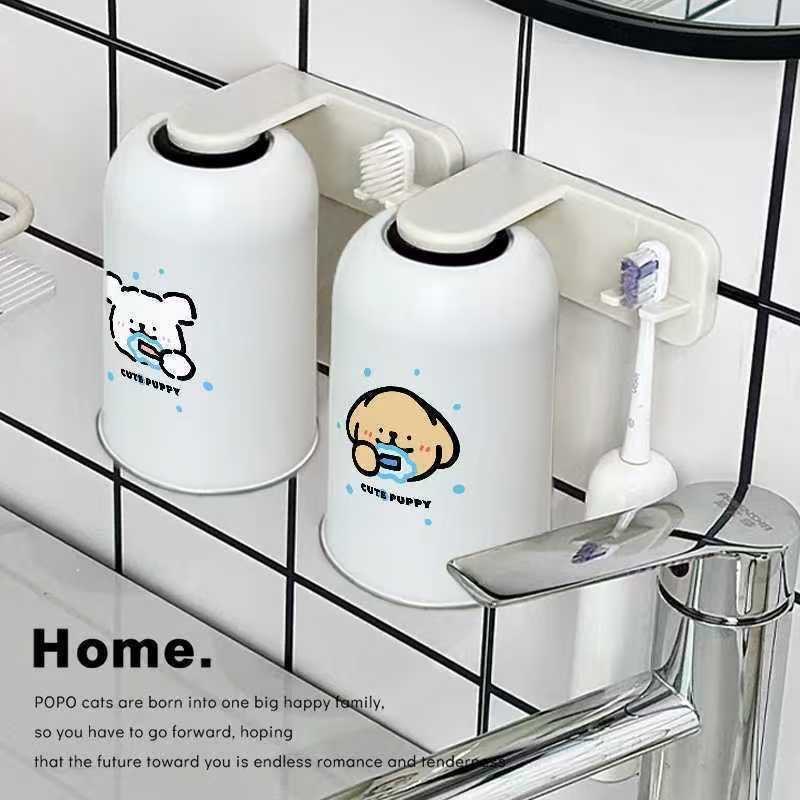 【非正版授權】（預計14-20天到貨）線條小狗漱口杯+杯架