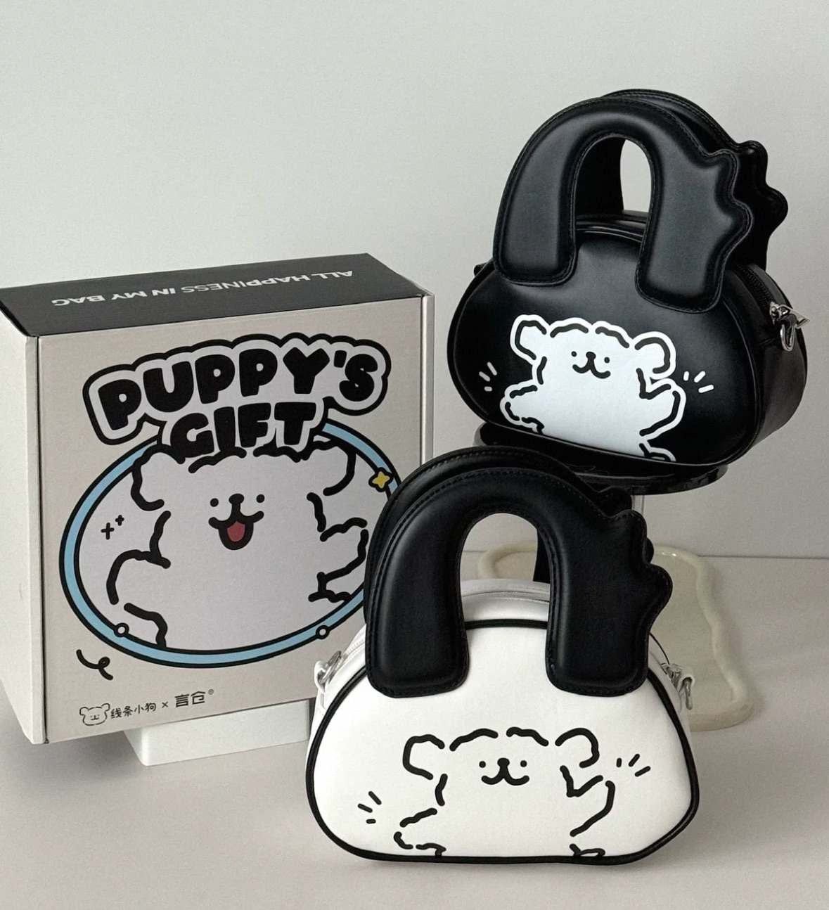 【正版授權】（預購14-20天）線條小狗波士頓包包