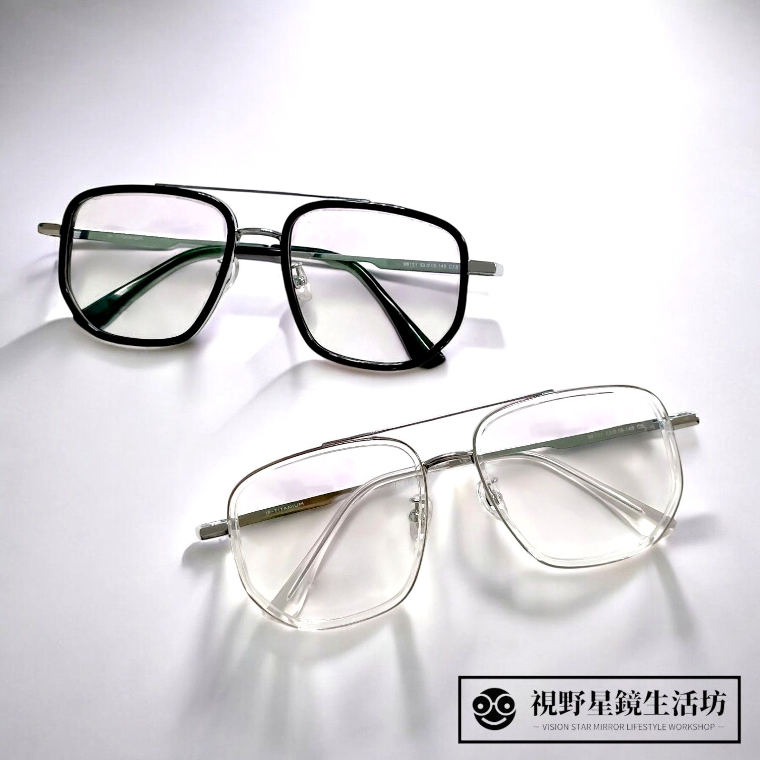 【現貨附盒】IP Titanium鈦★膠圈複合式潮男有型復古雙槓飛行員光學眼鏡（共四色）