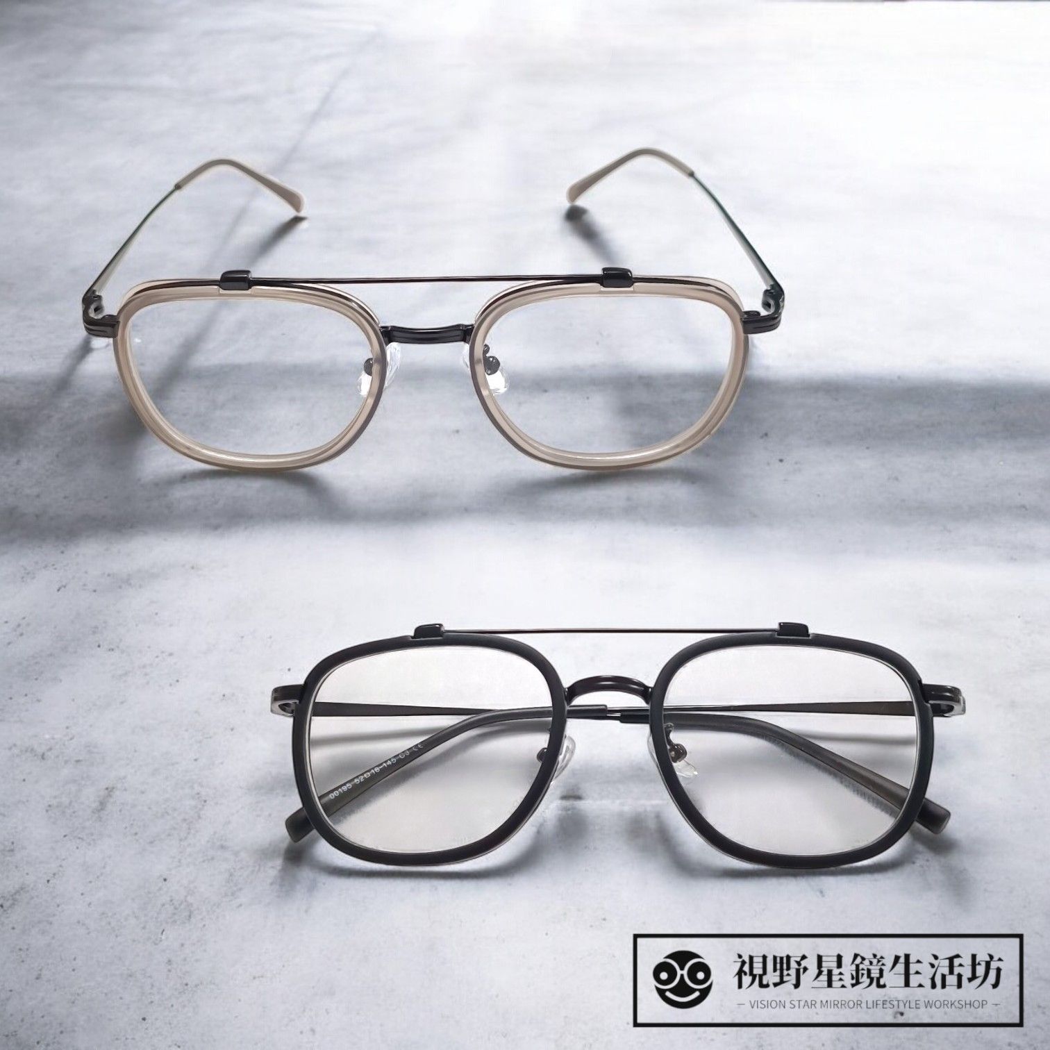 【現貨附盒】2025❤️最新款式復古雙槓飛行員造型複合式TR膠圈金屬腳 平光眼鏡